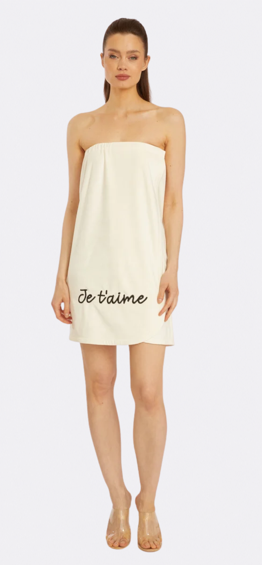 Je T’aime Spa Wrap – Cream Towel Wrap with Velcro