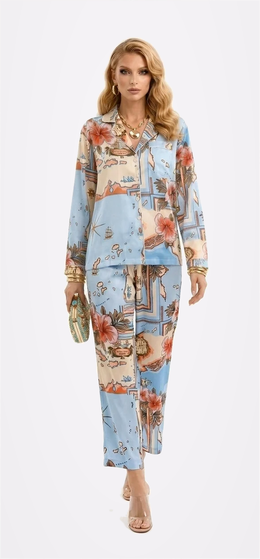 Les Îles Caraïbes Long Pajama Set