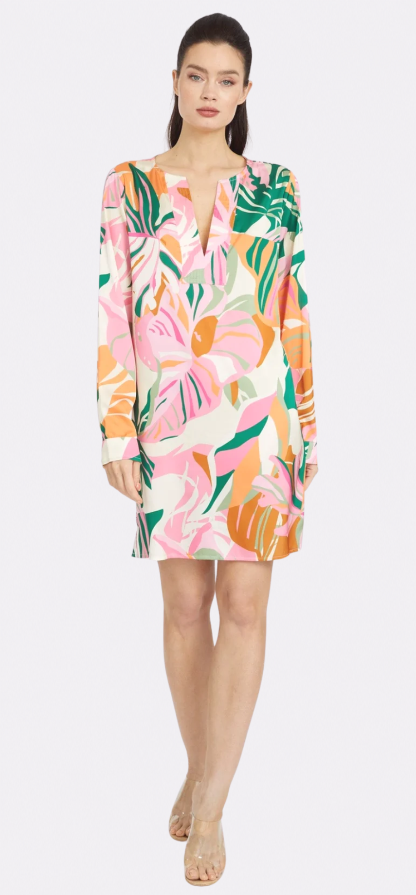 Miami Vibes Long Sleeve V-Neck Short Dress