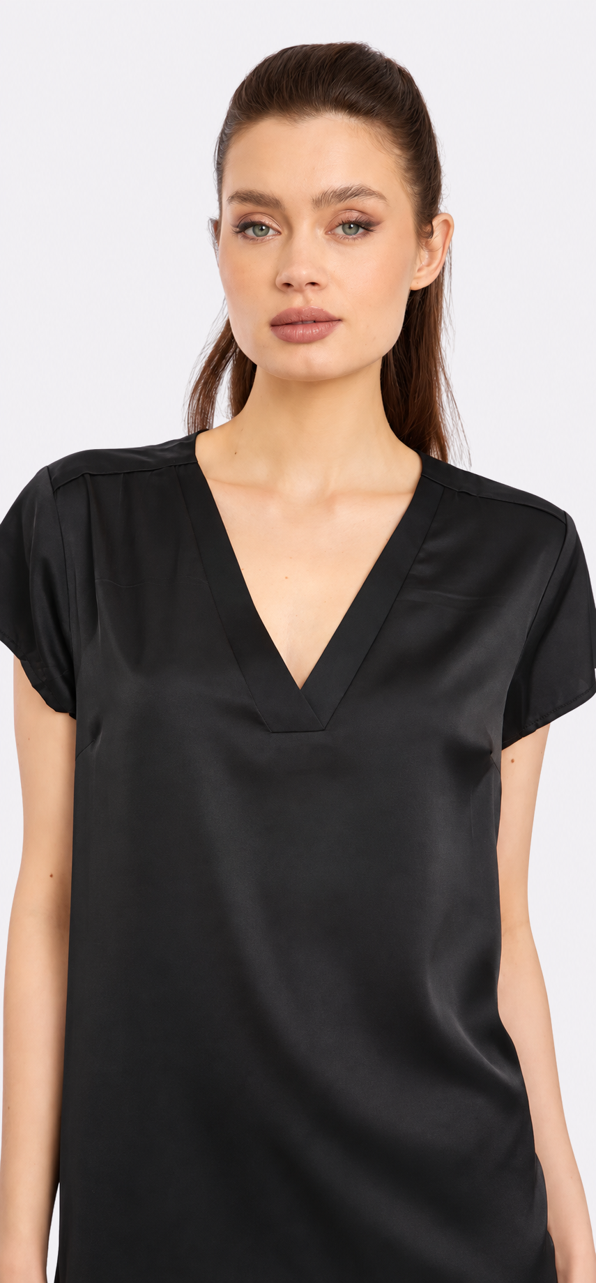 Noir Short Sleeve V Neck Dress Short