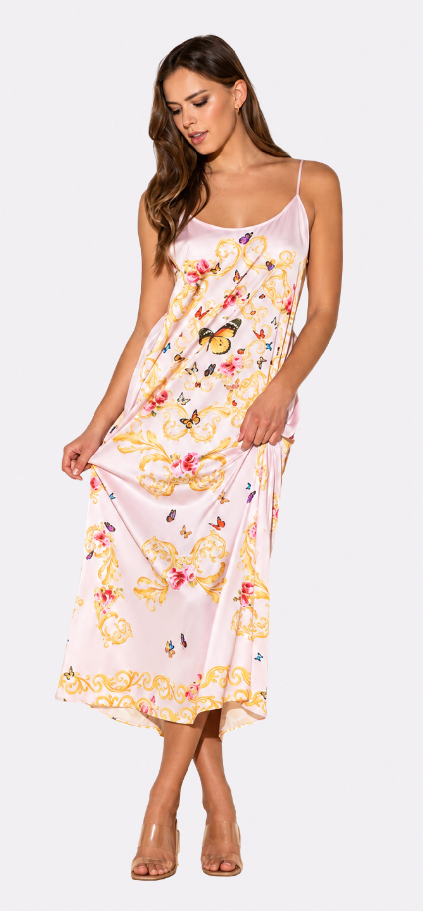 Pink Butterflies Long Chemise