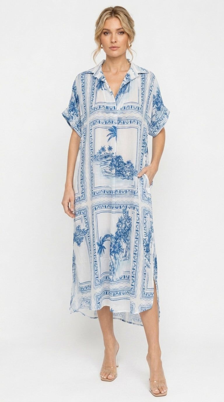 Bungalow Blue Sophie Dress with Pockets