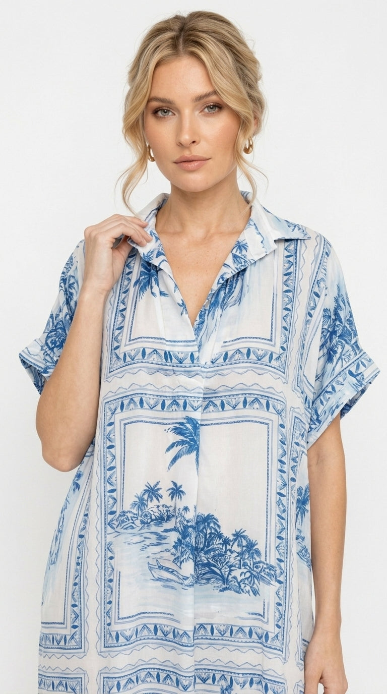 Bungalow Blue Sophie Dress with Pockets