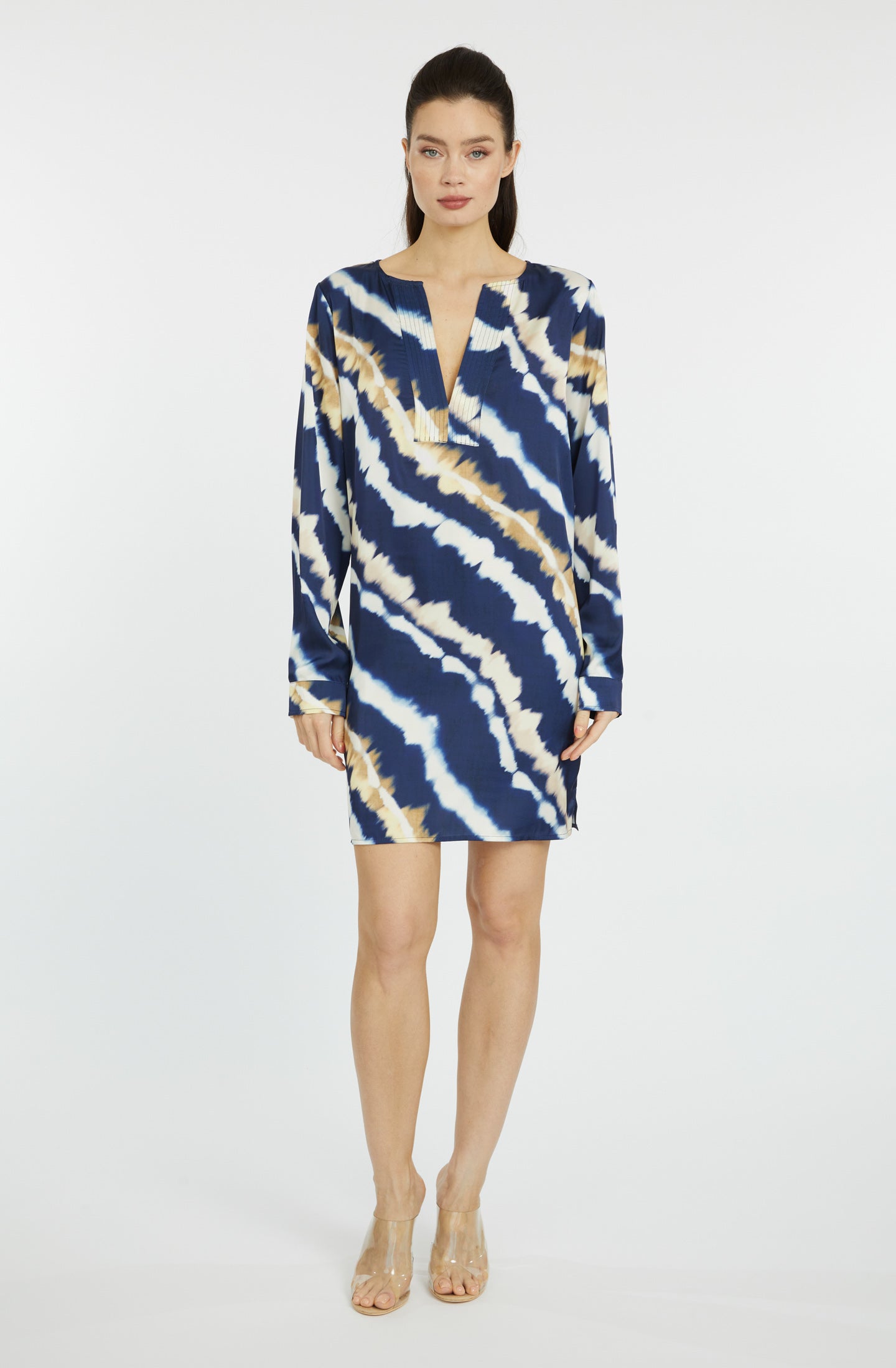 mai tai mini dress Mai Tai Moon Long Sleeve V-Neck Short Dress M/L