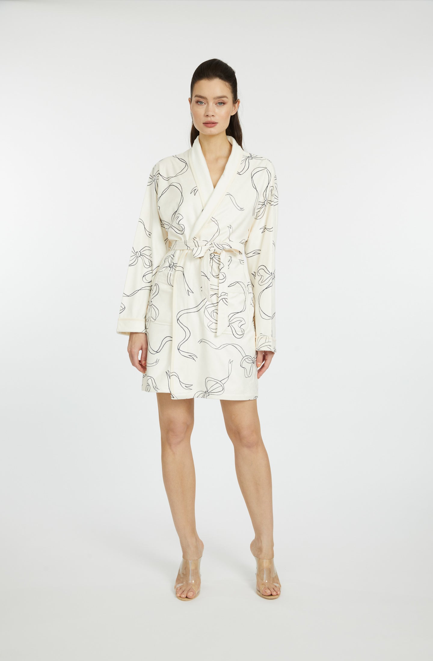 Bow White Short Robe