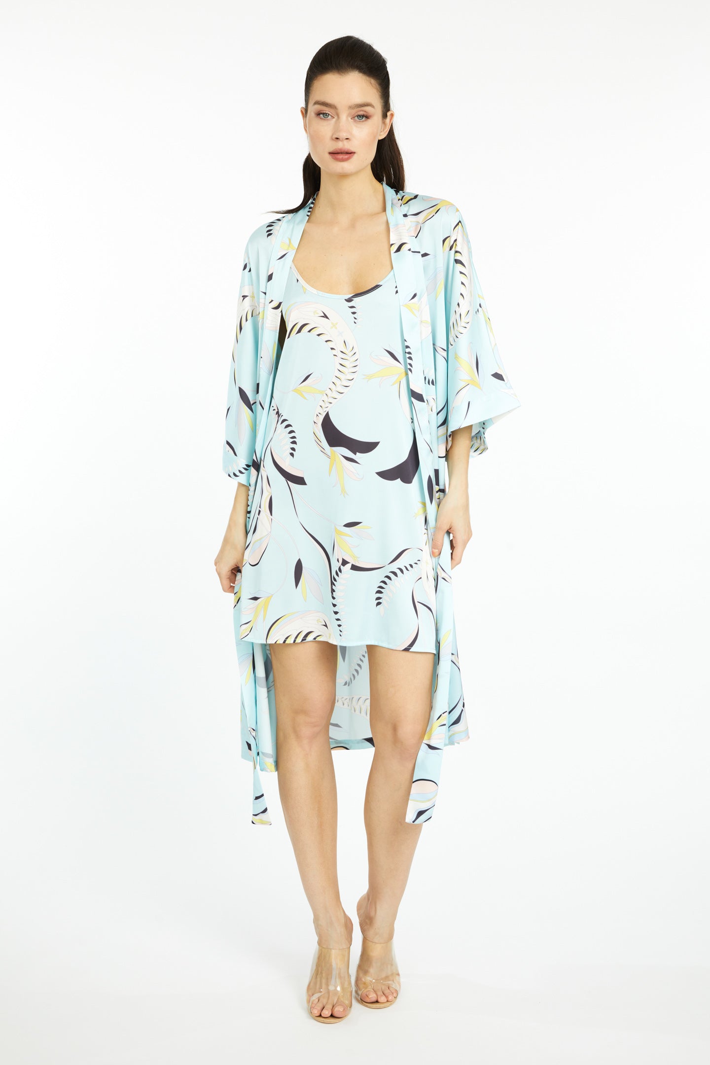 Blue Lagoon Silky Kimono
