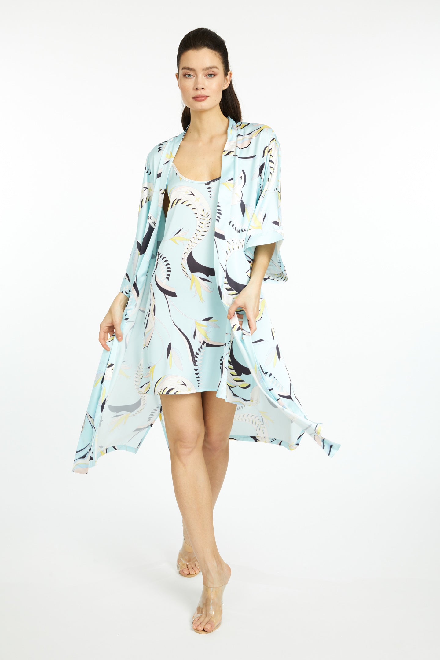 Blue Lagoon Silky Kimono