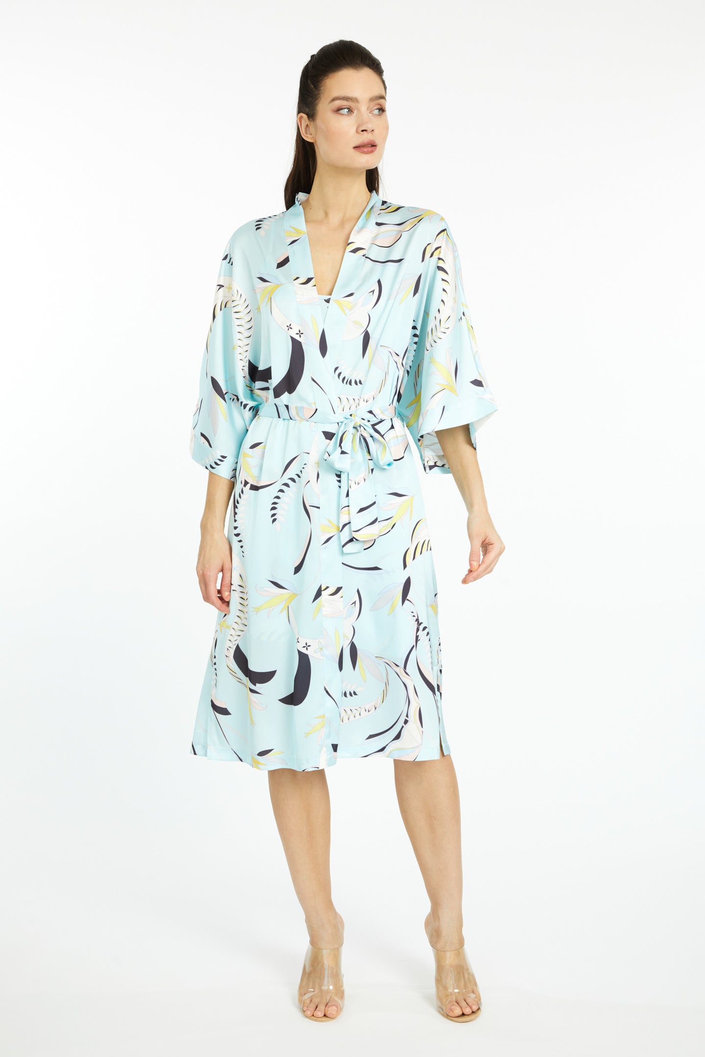 Blue Lagoon Silky Kimono
