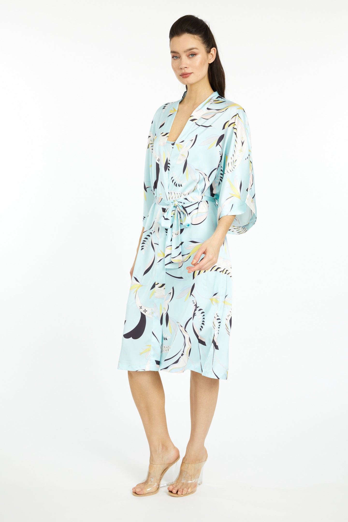 Blue Lagoon Silky Kimono