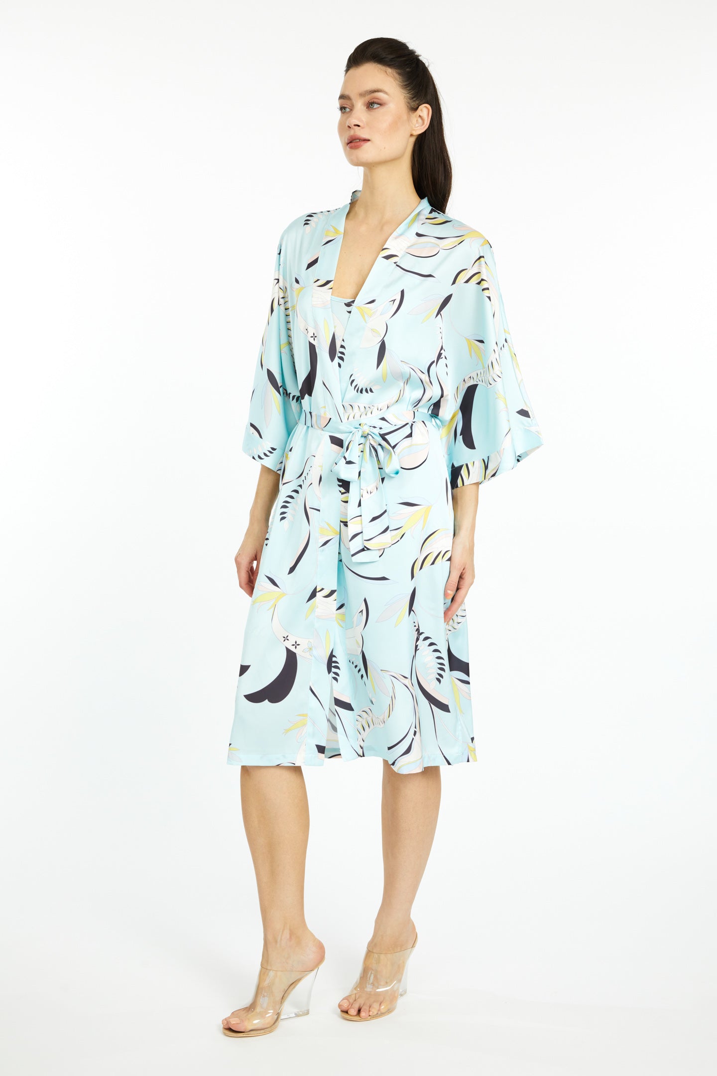 Blue Lagoon Silky Kimono