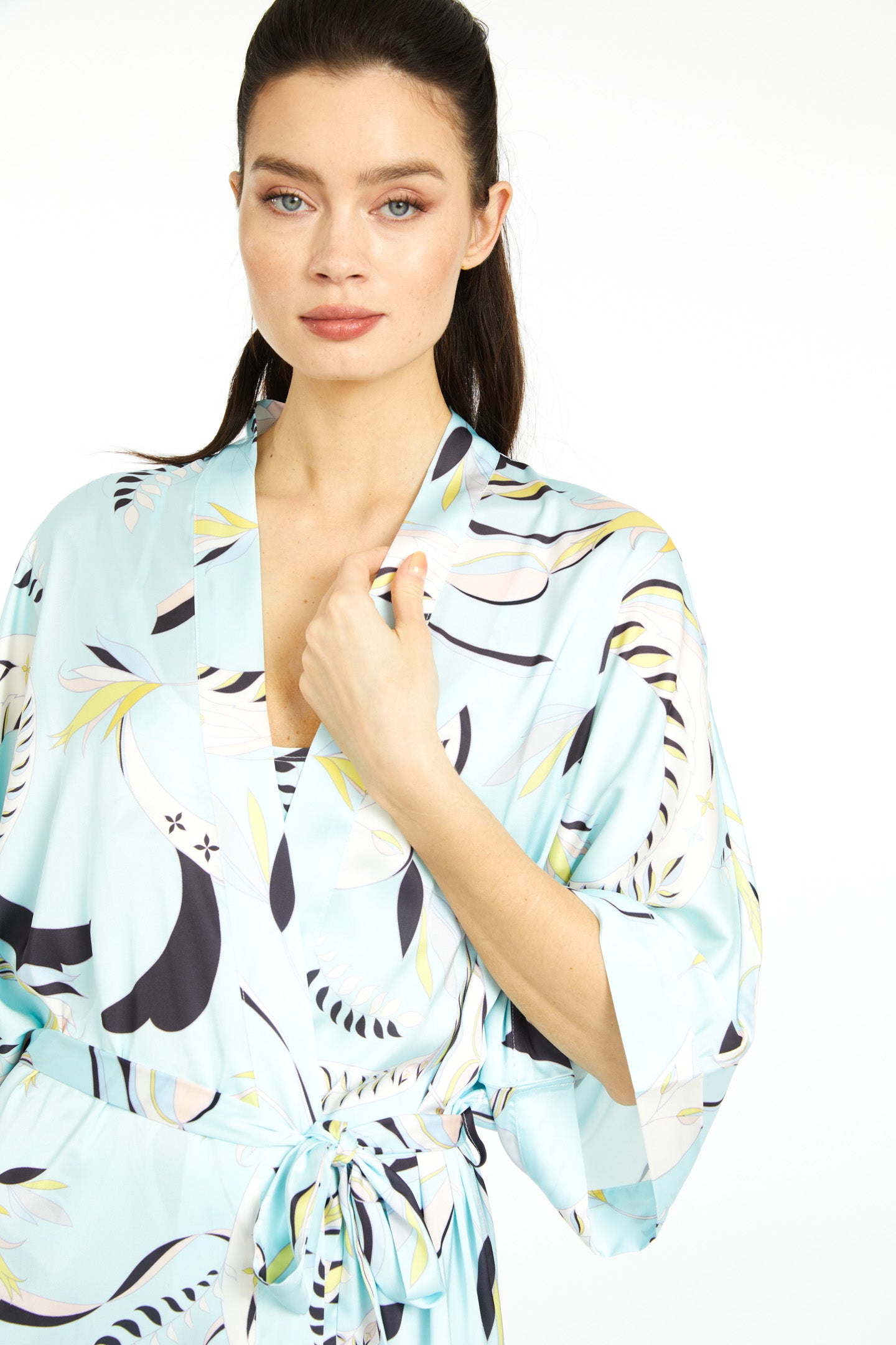 Blue Lagoon Silky Kimono