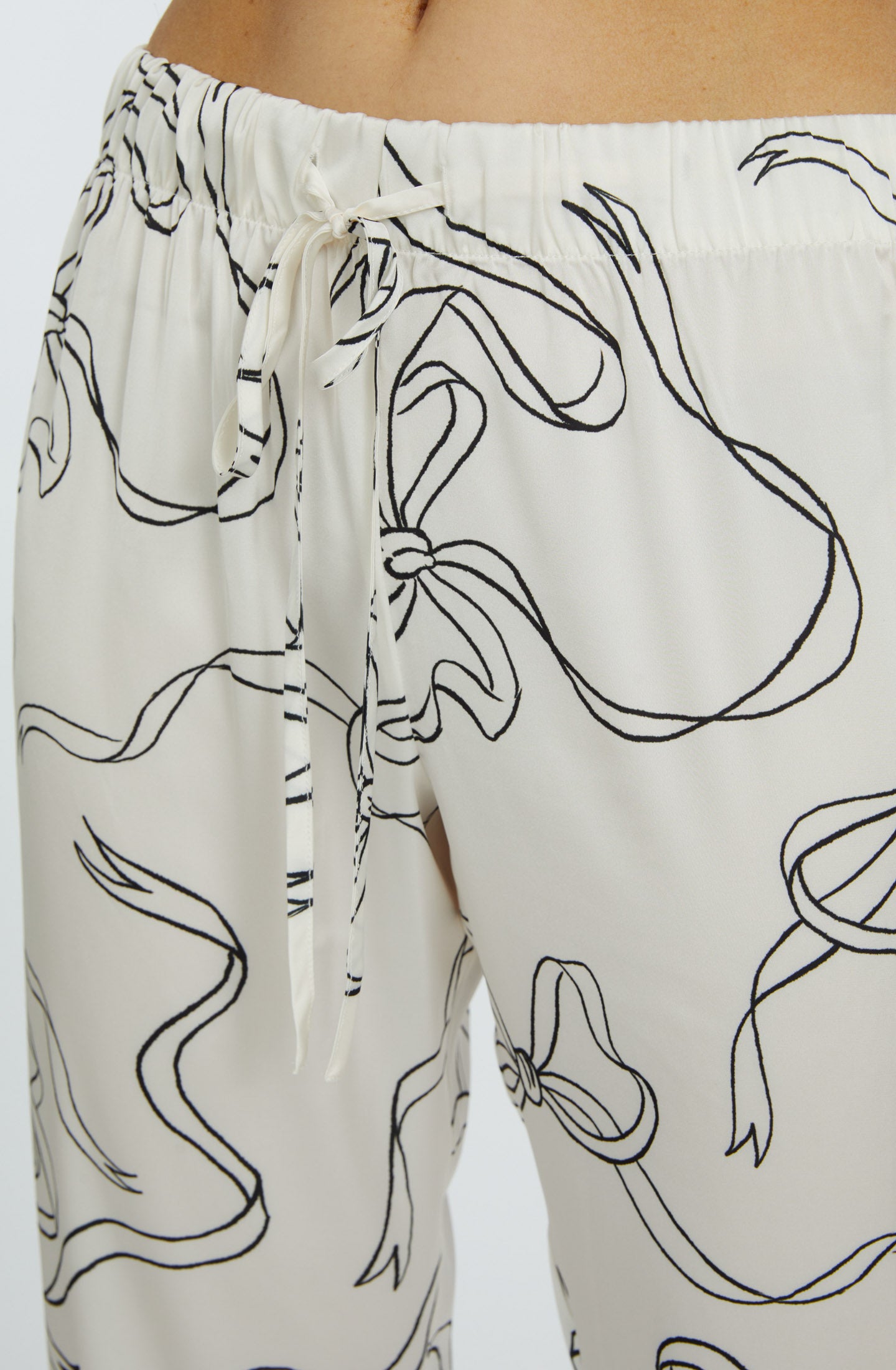 Bow White Long PJ Set