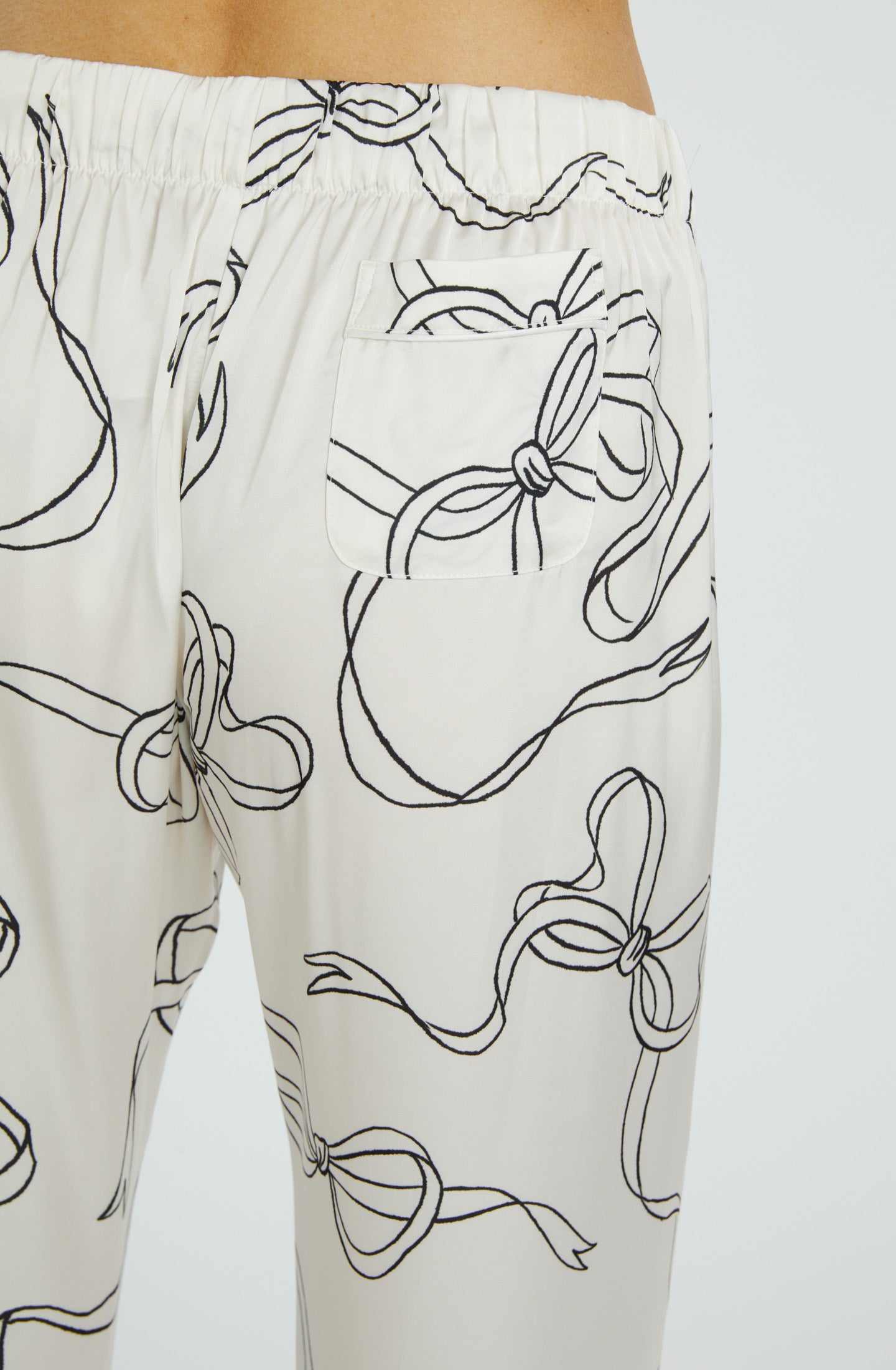 Bow White Long PJ Set