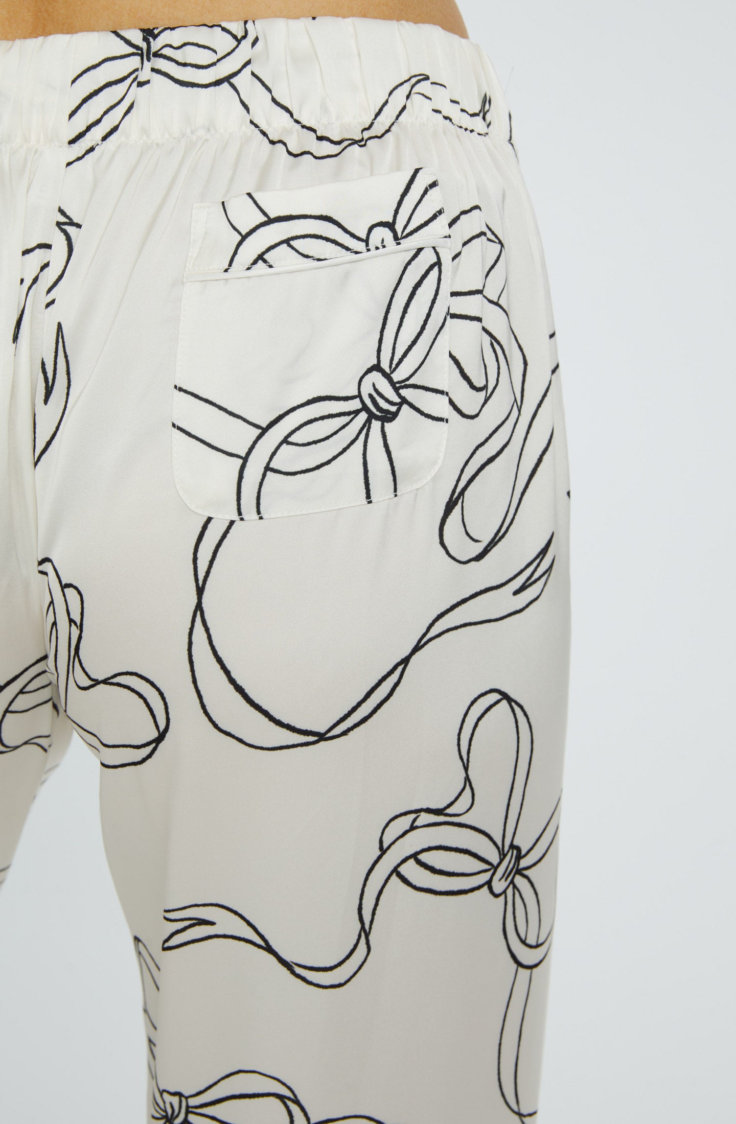 Bow White Long PJ Set