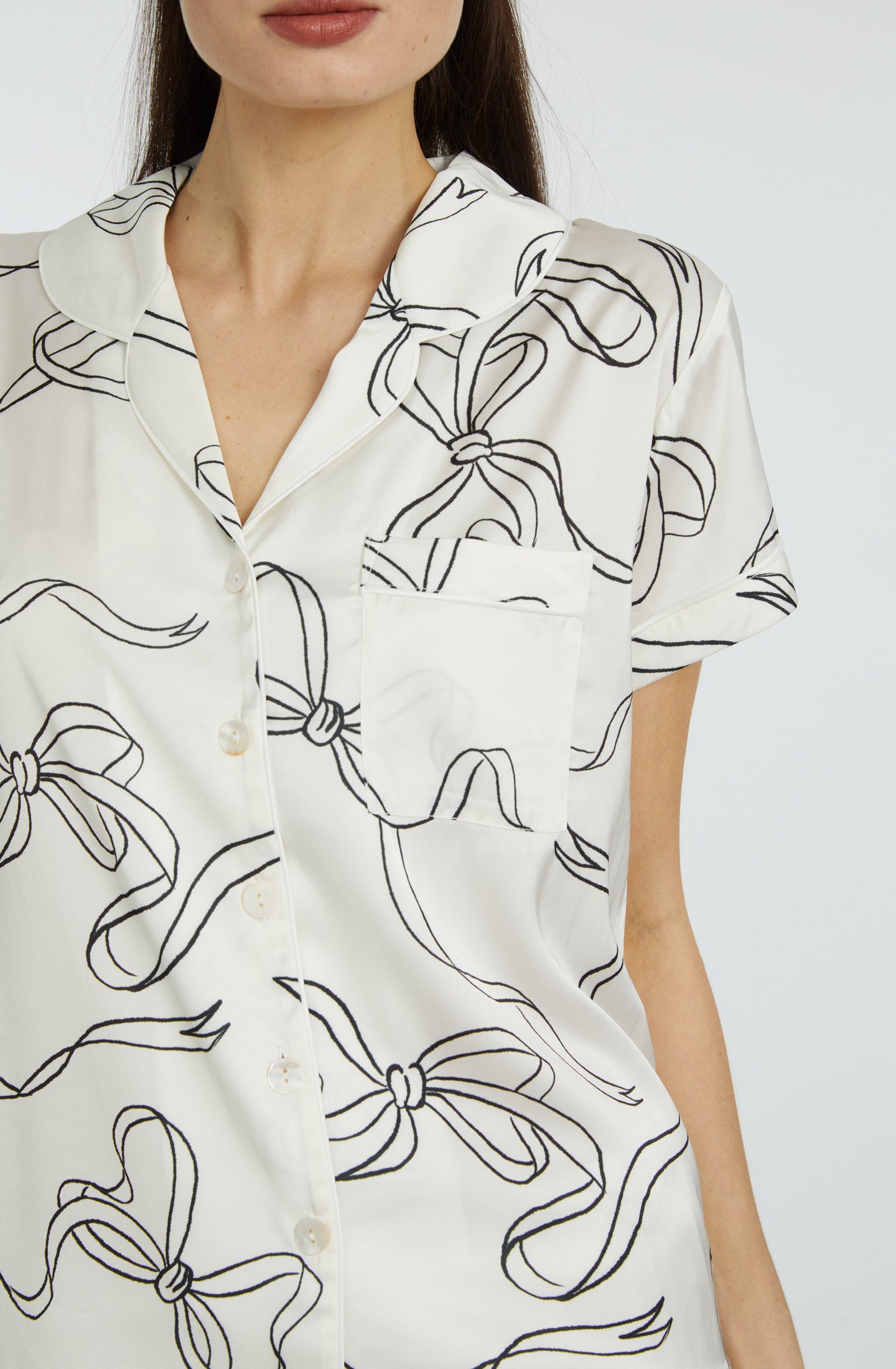 Bow White PJ Short Set