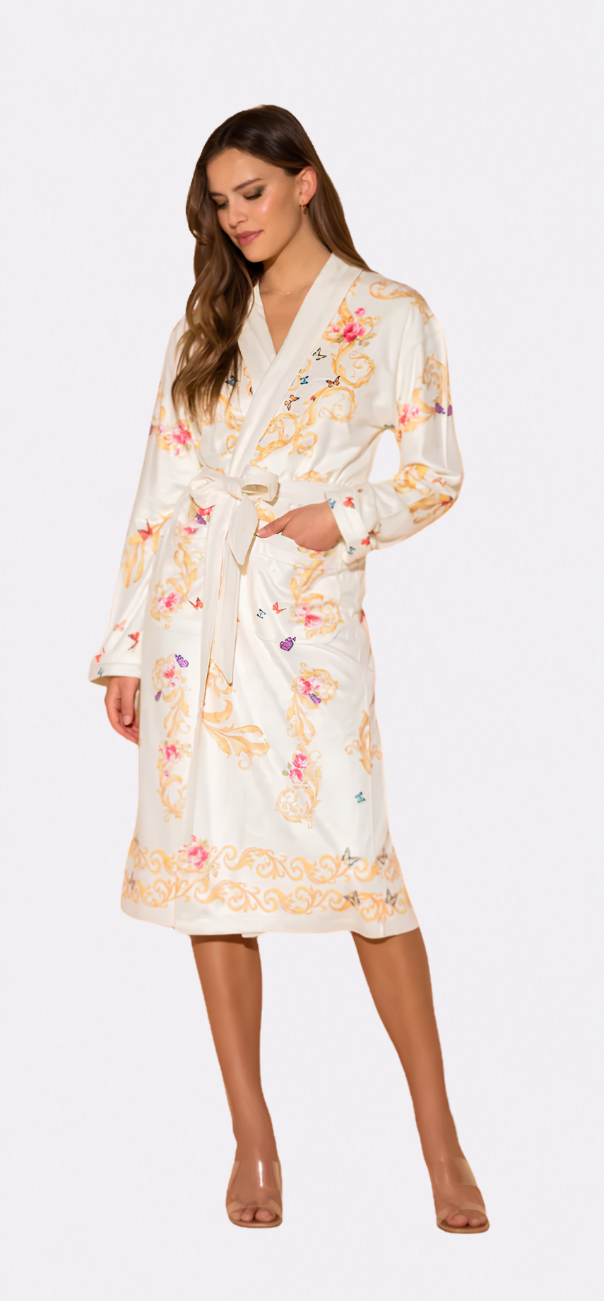 White Butterflies Long Robe
