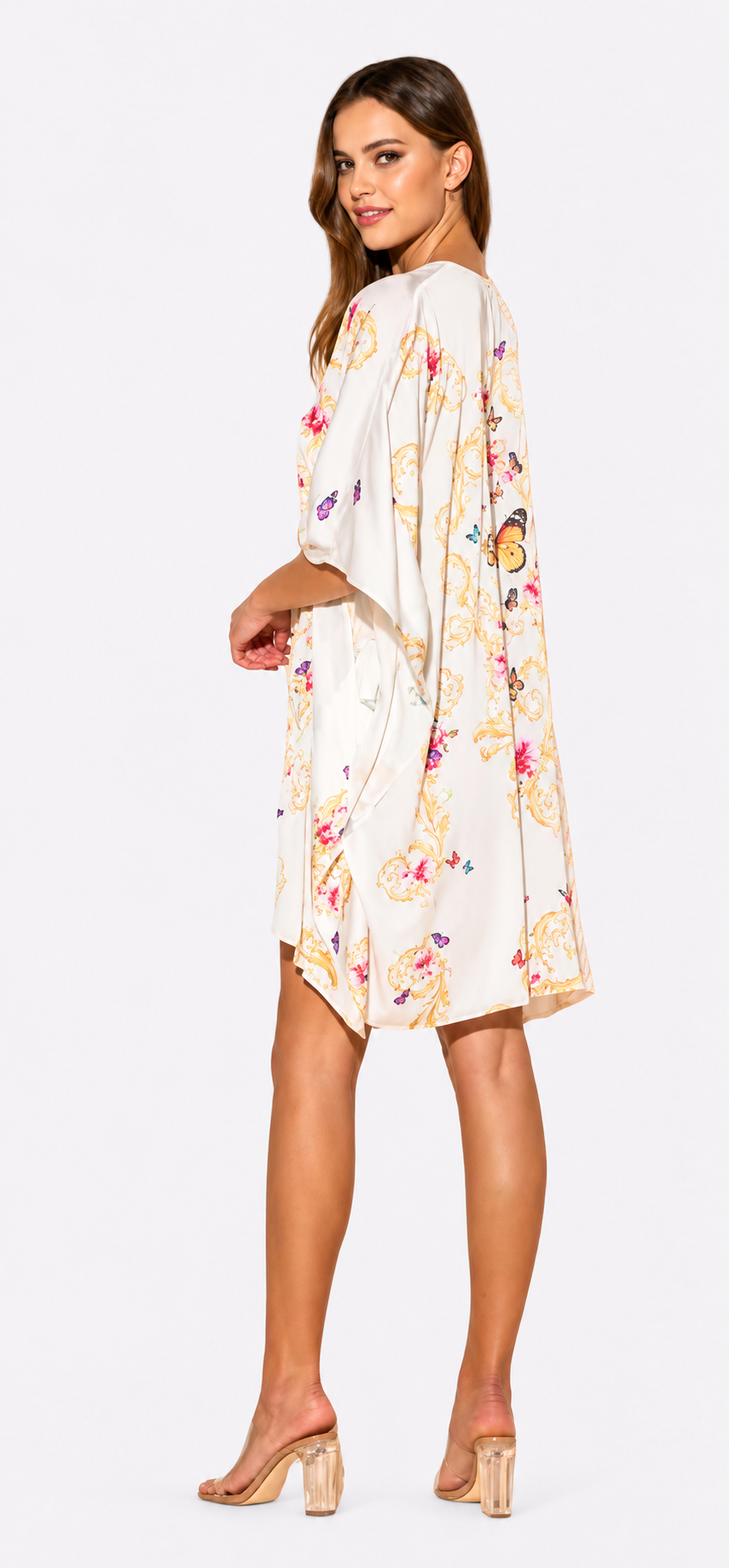 White Butterflies Short Caftan