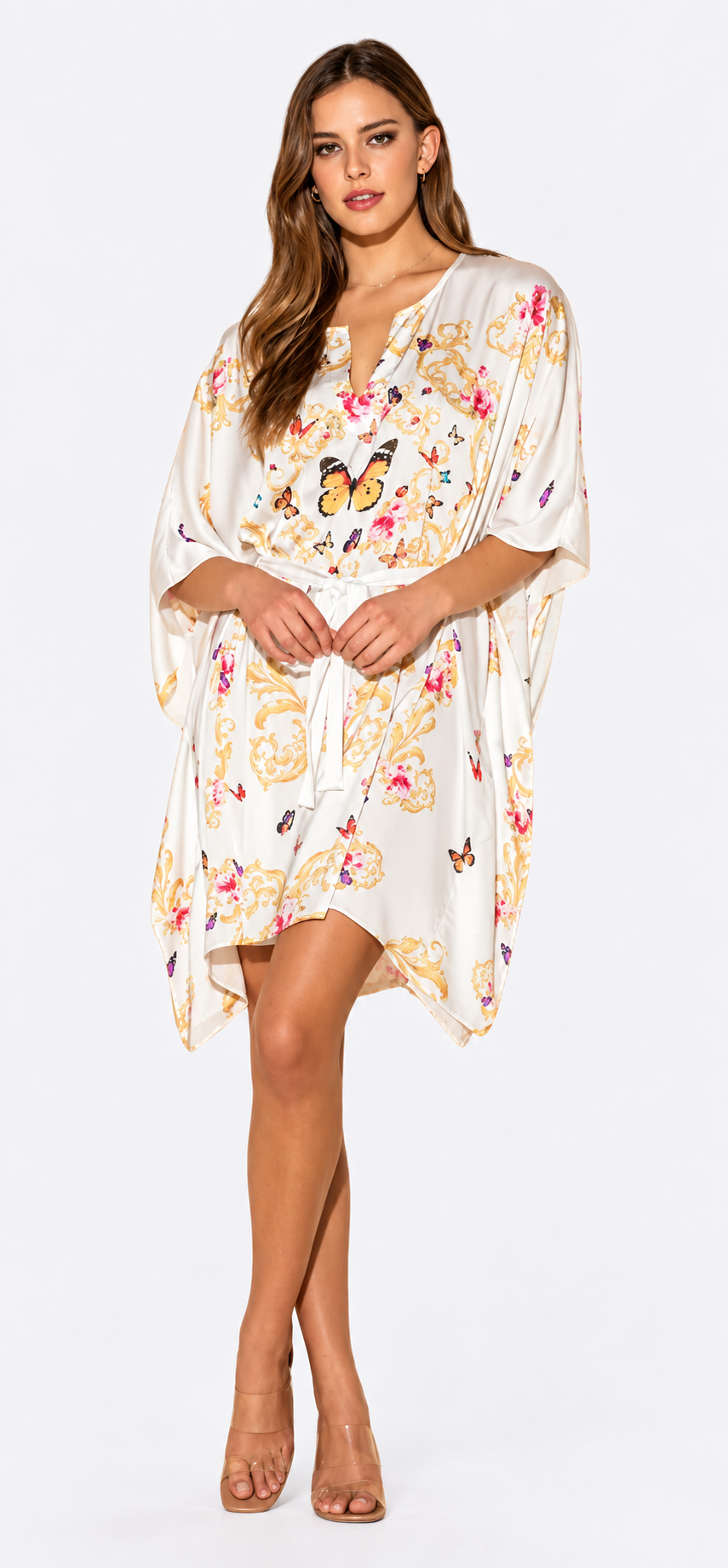 White Butterflies Short Caftan