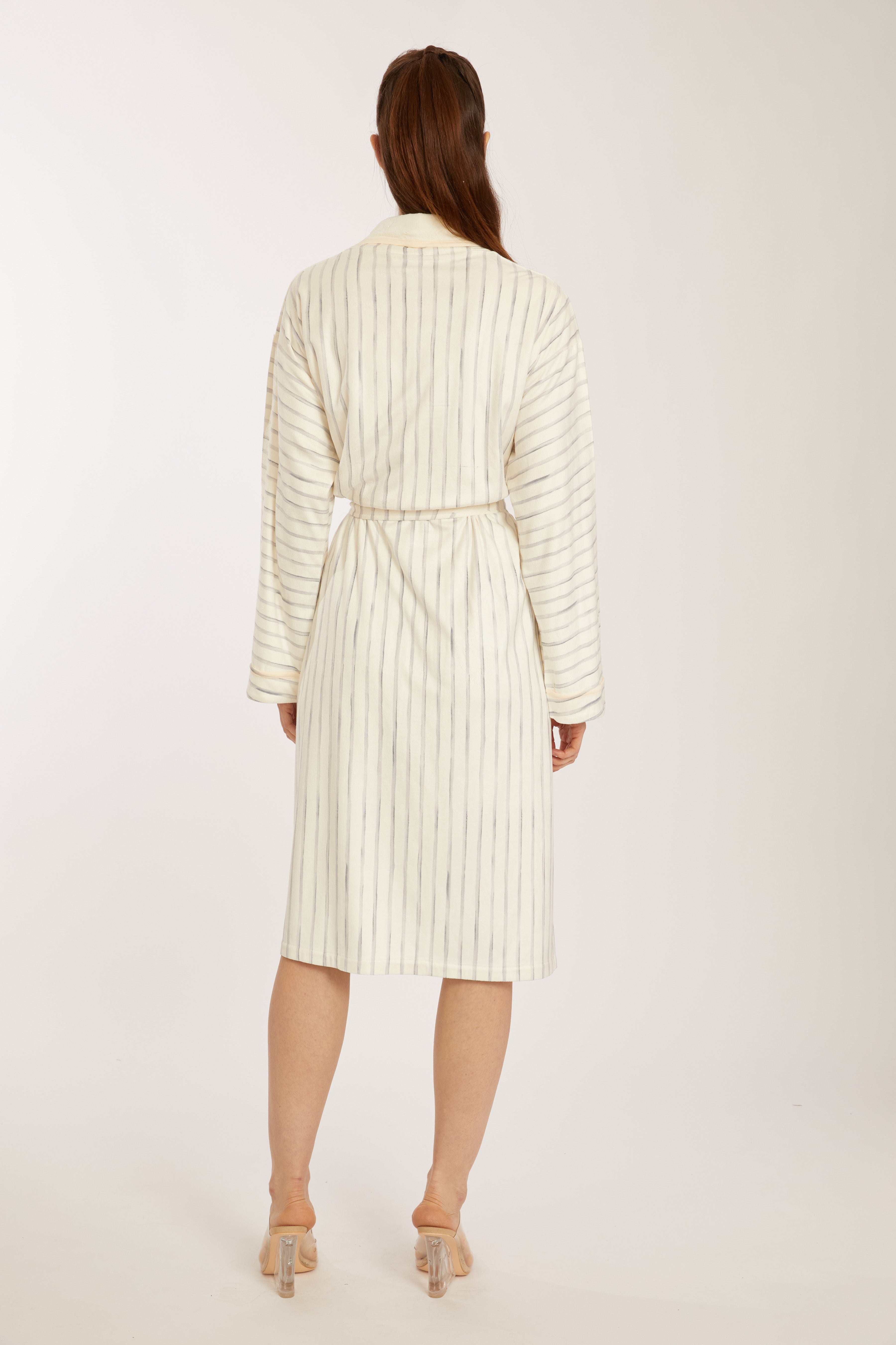 Watercolor Grey Stripe Long Robe