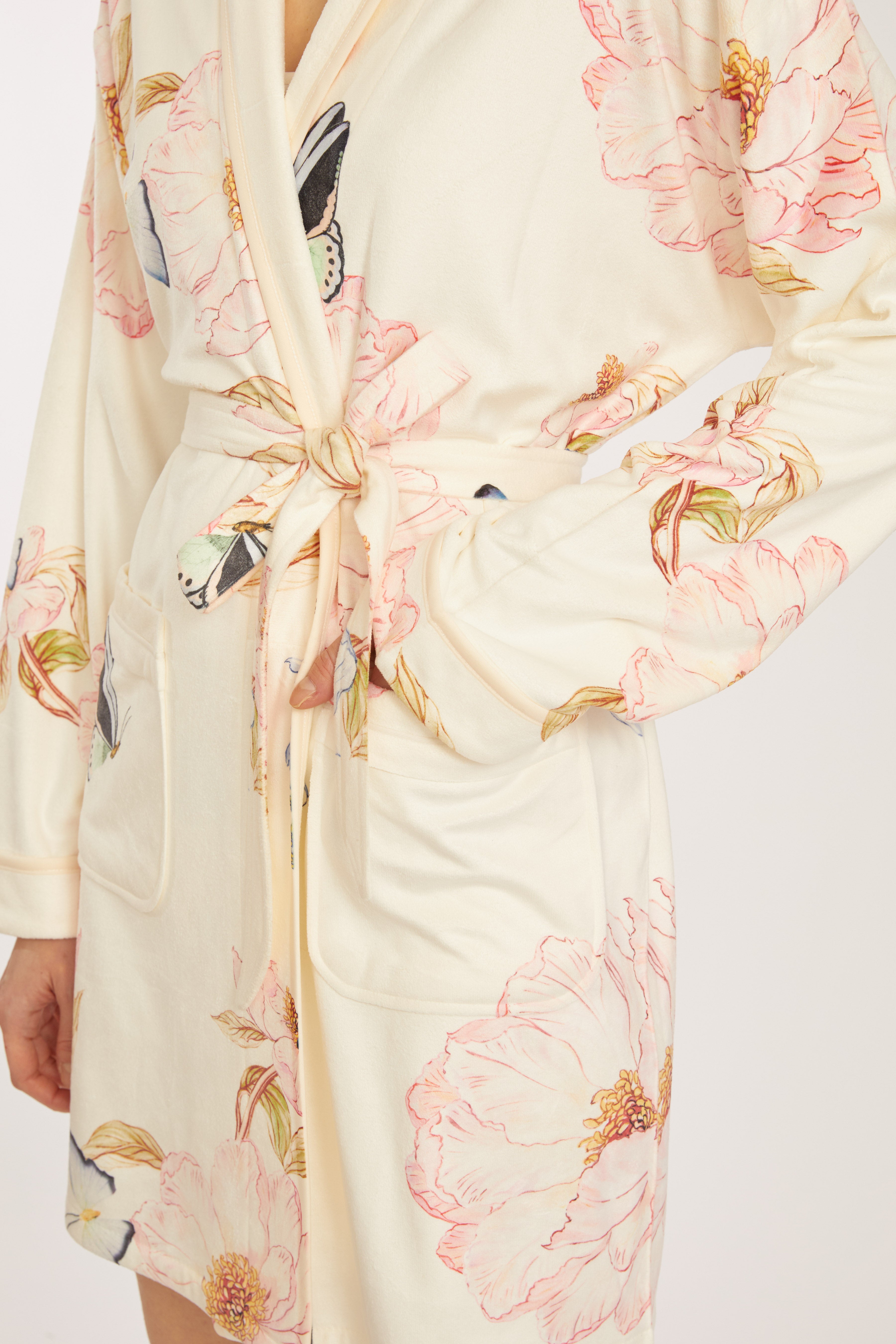 Florenza Short Robe, Floral & Butterfly