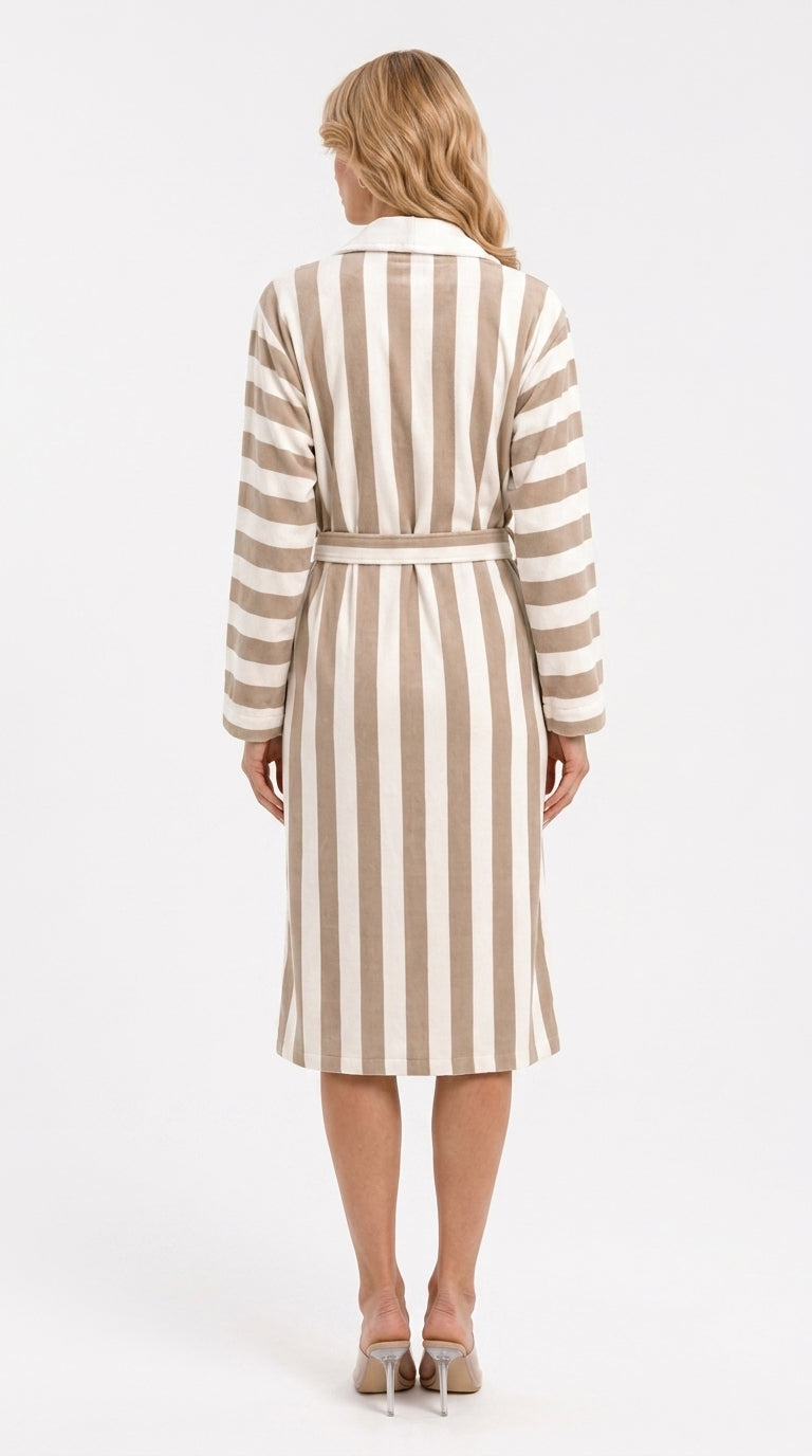 Cabana Cappuccino Stripe Long Robe