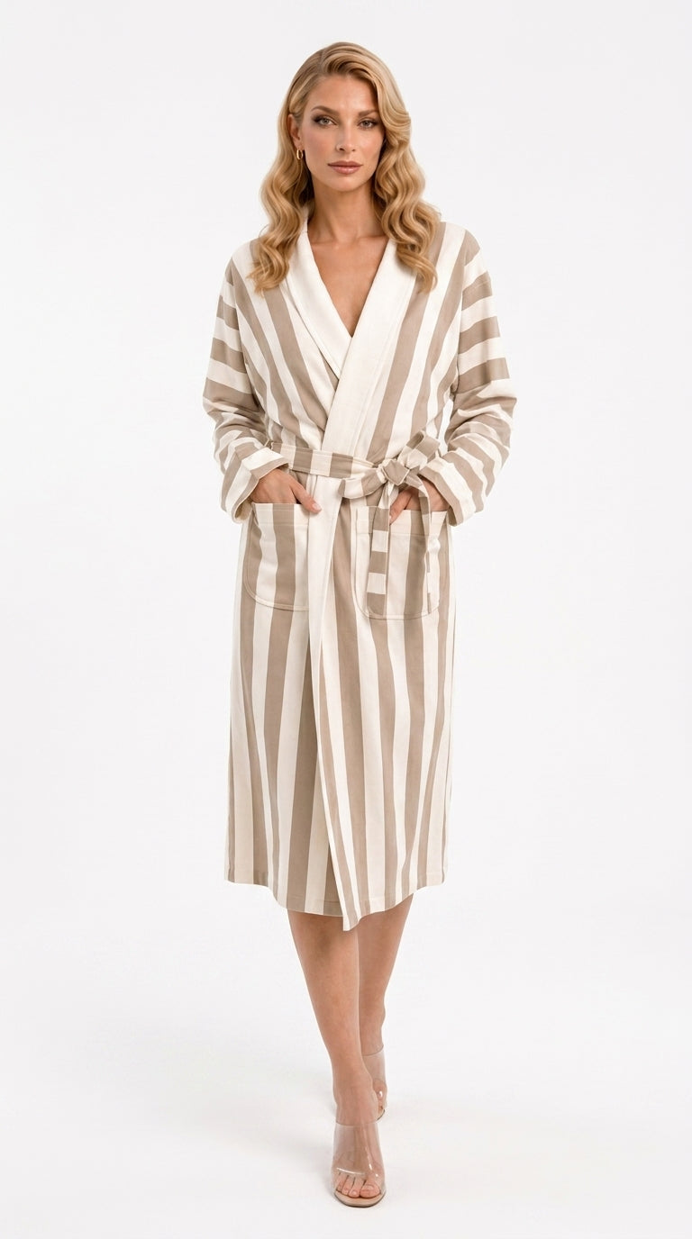 Cabana Cappuccino Stripe Long Robe