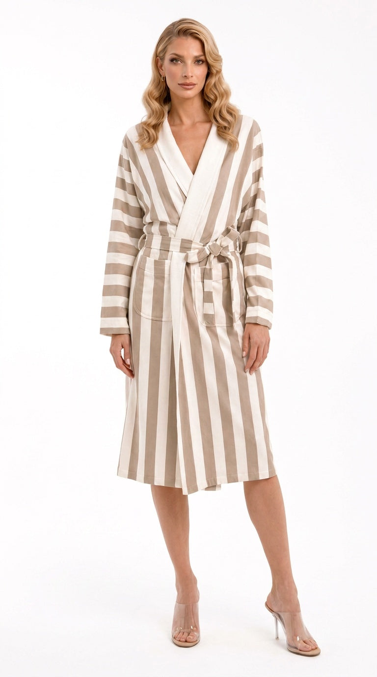 Cabana Cappuccino Stripe Long Robe