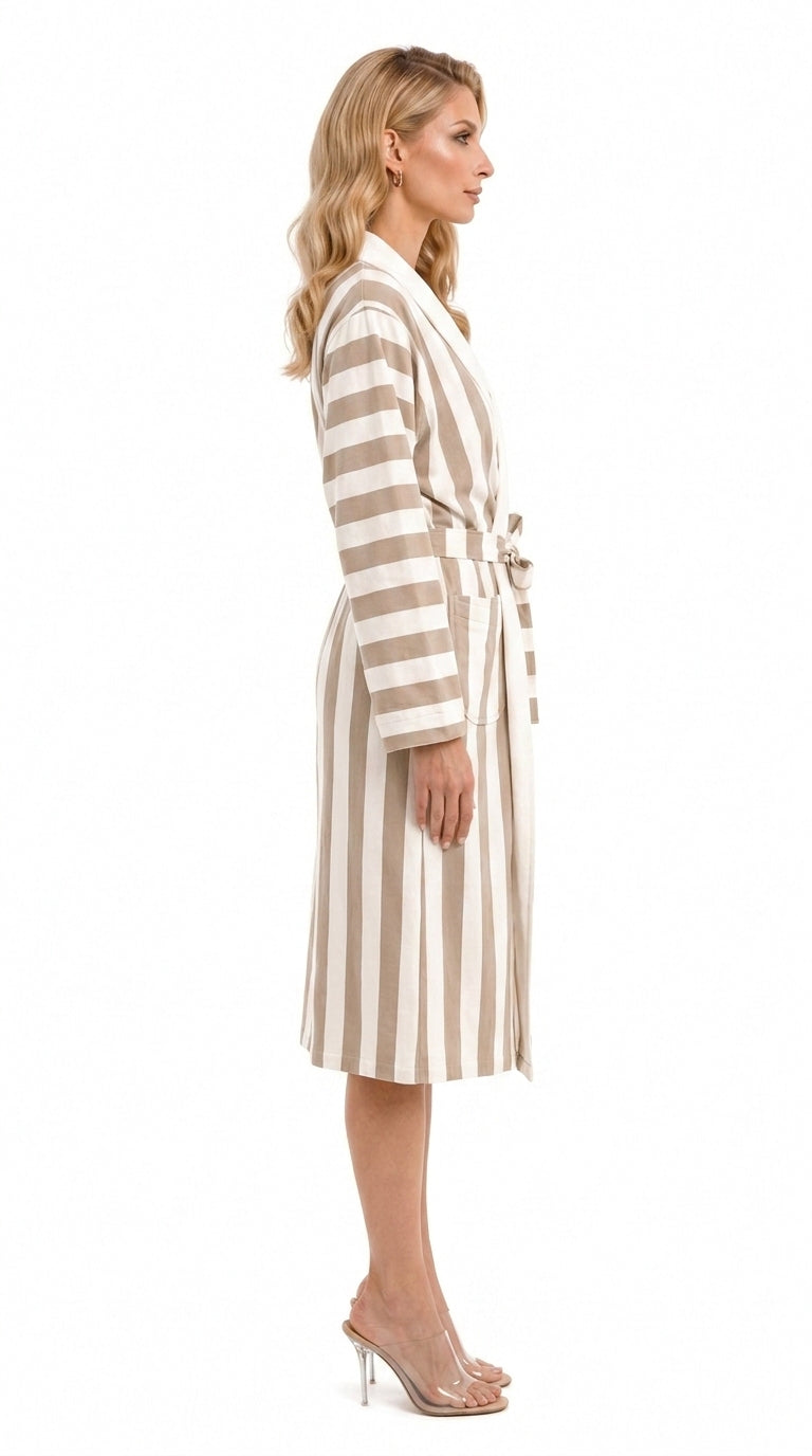 Cabana Cappuccino Stripe Long Robe