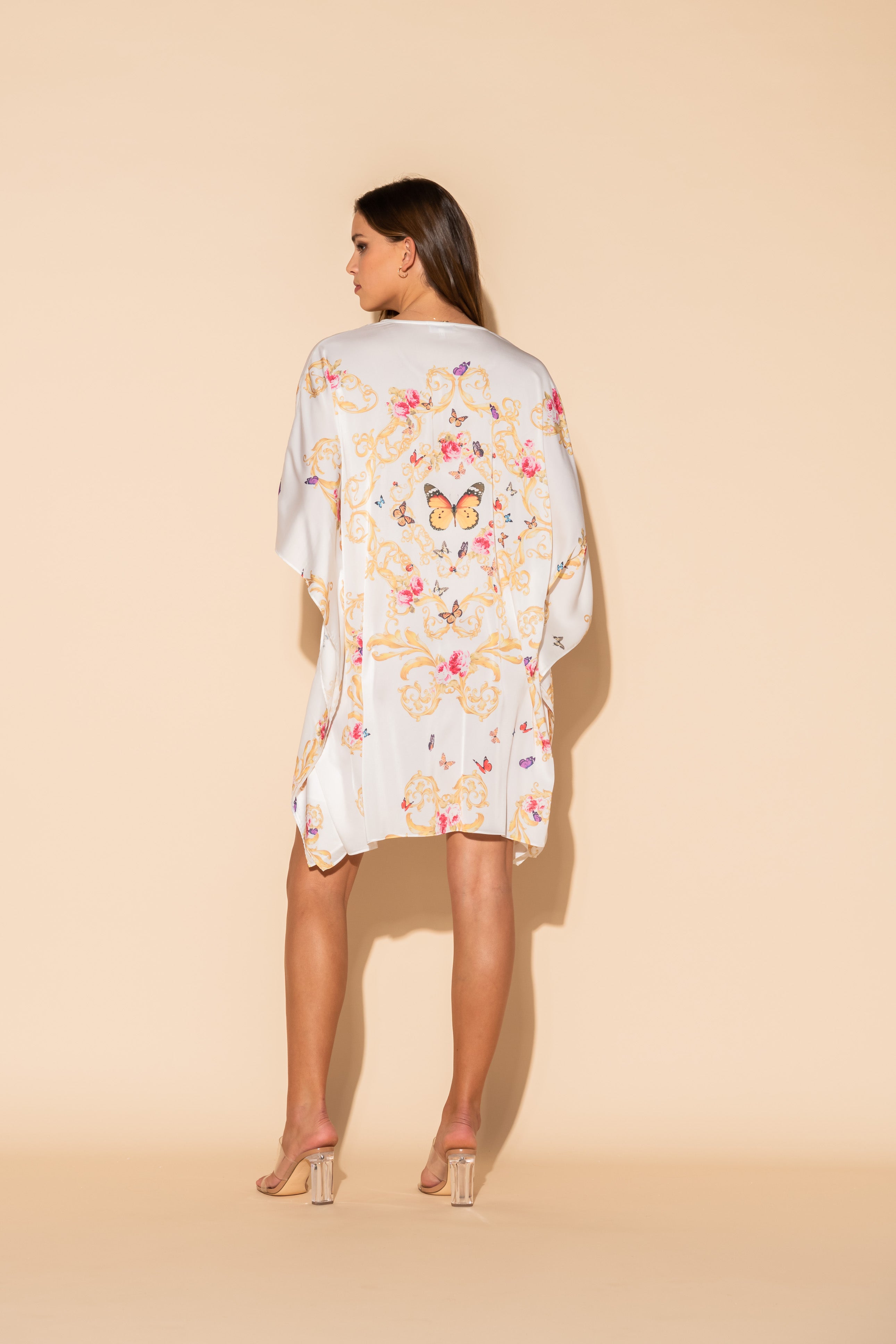 White Butterflies Short Caftan