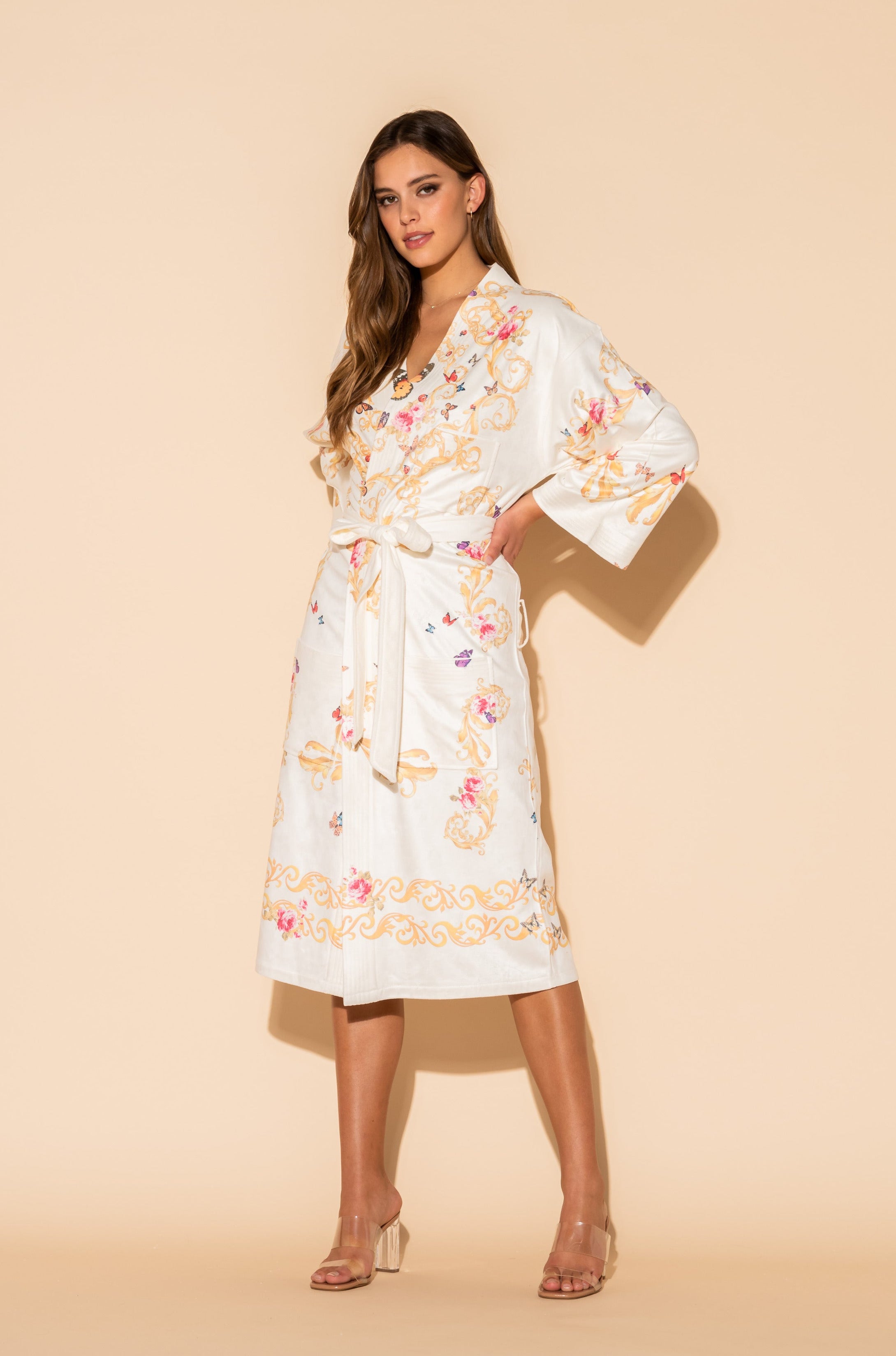 White Butterflies Kimono