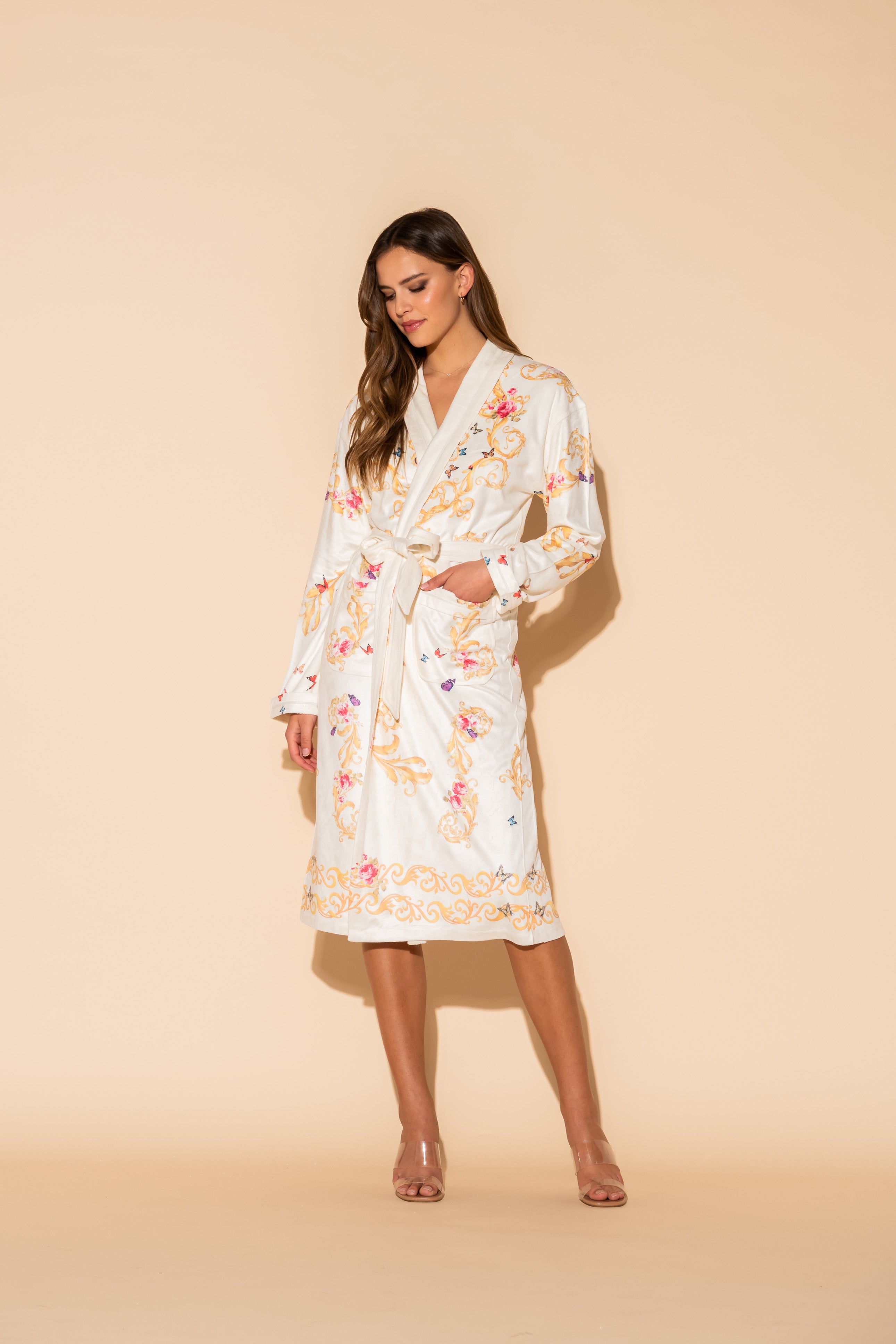 White Butterflies Long Robe