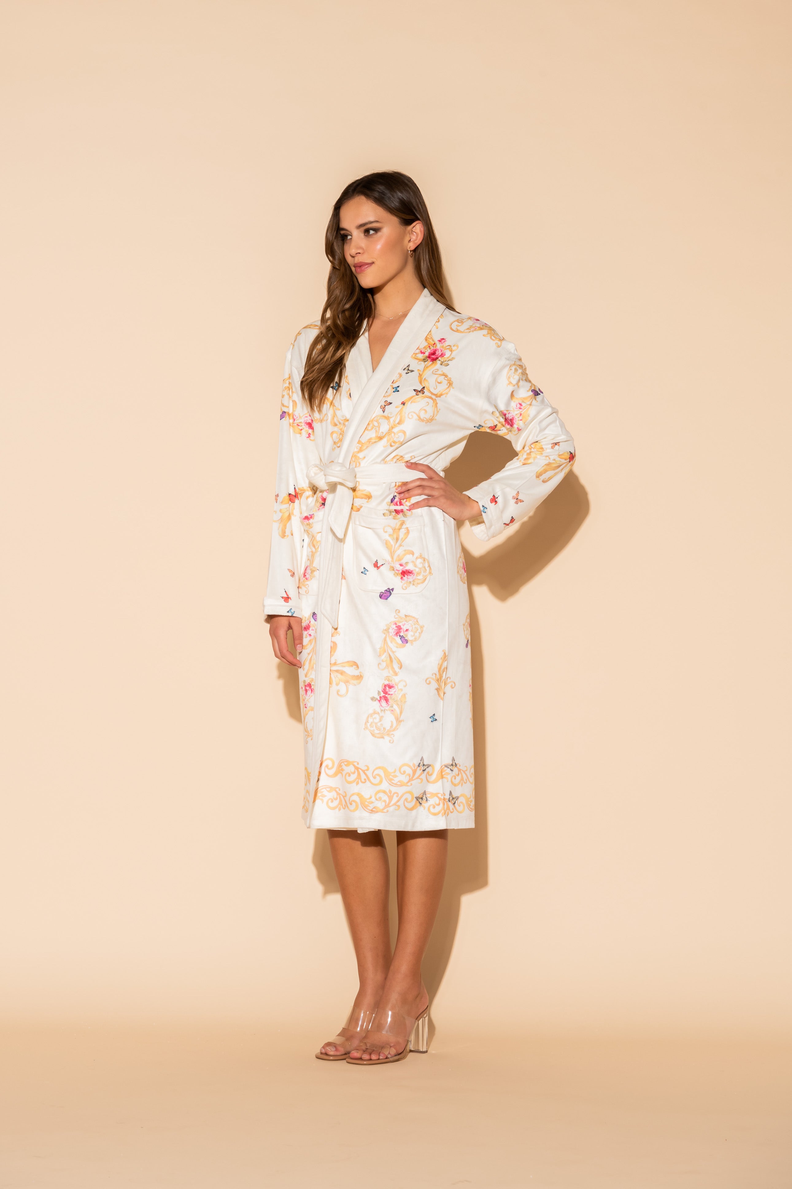 White Butterflies Long Robe