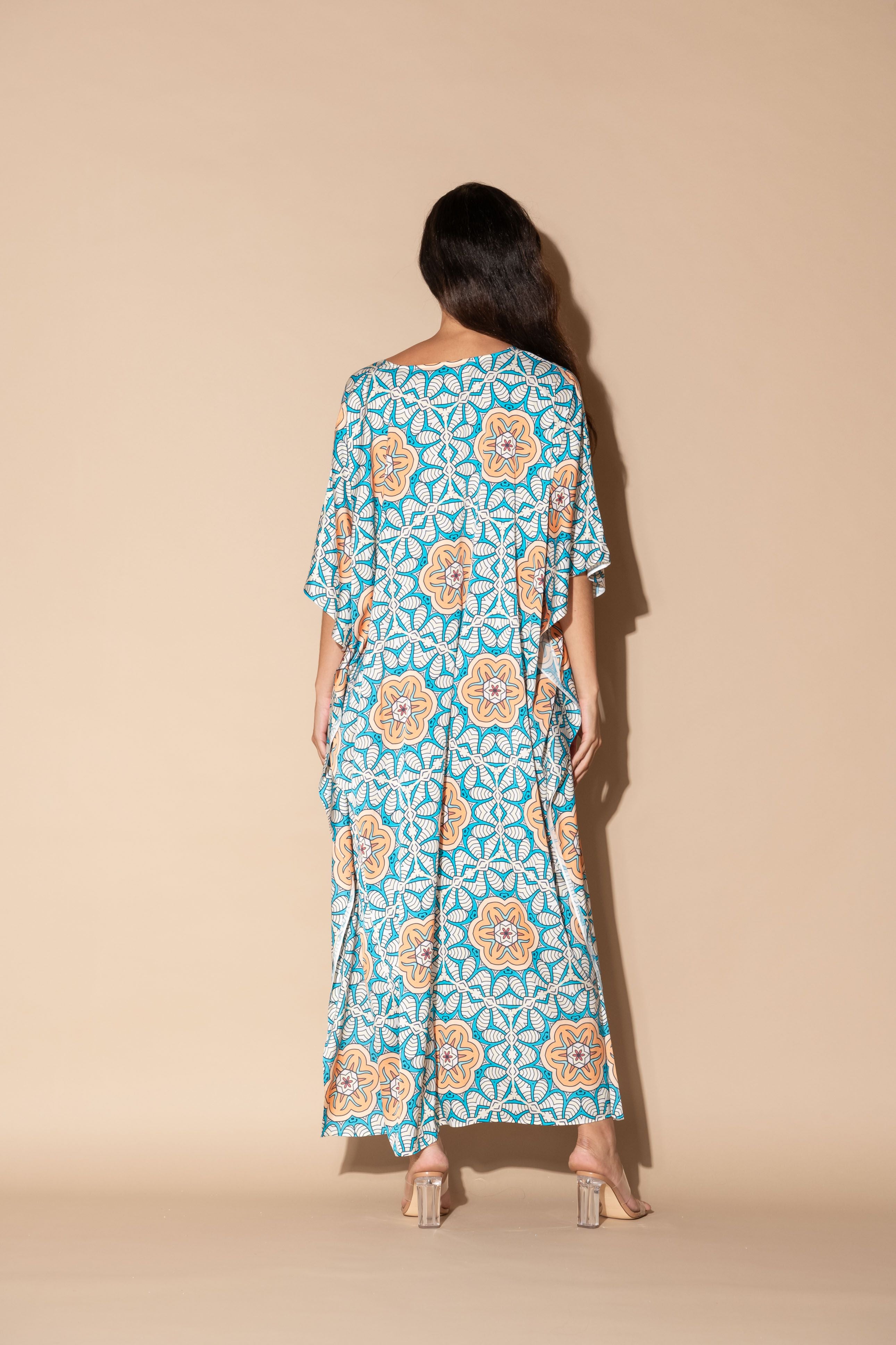 Jardin Botanique Orange Long Caftan