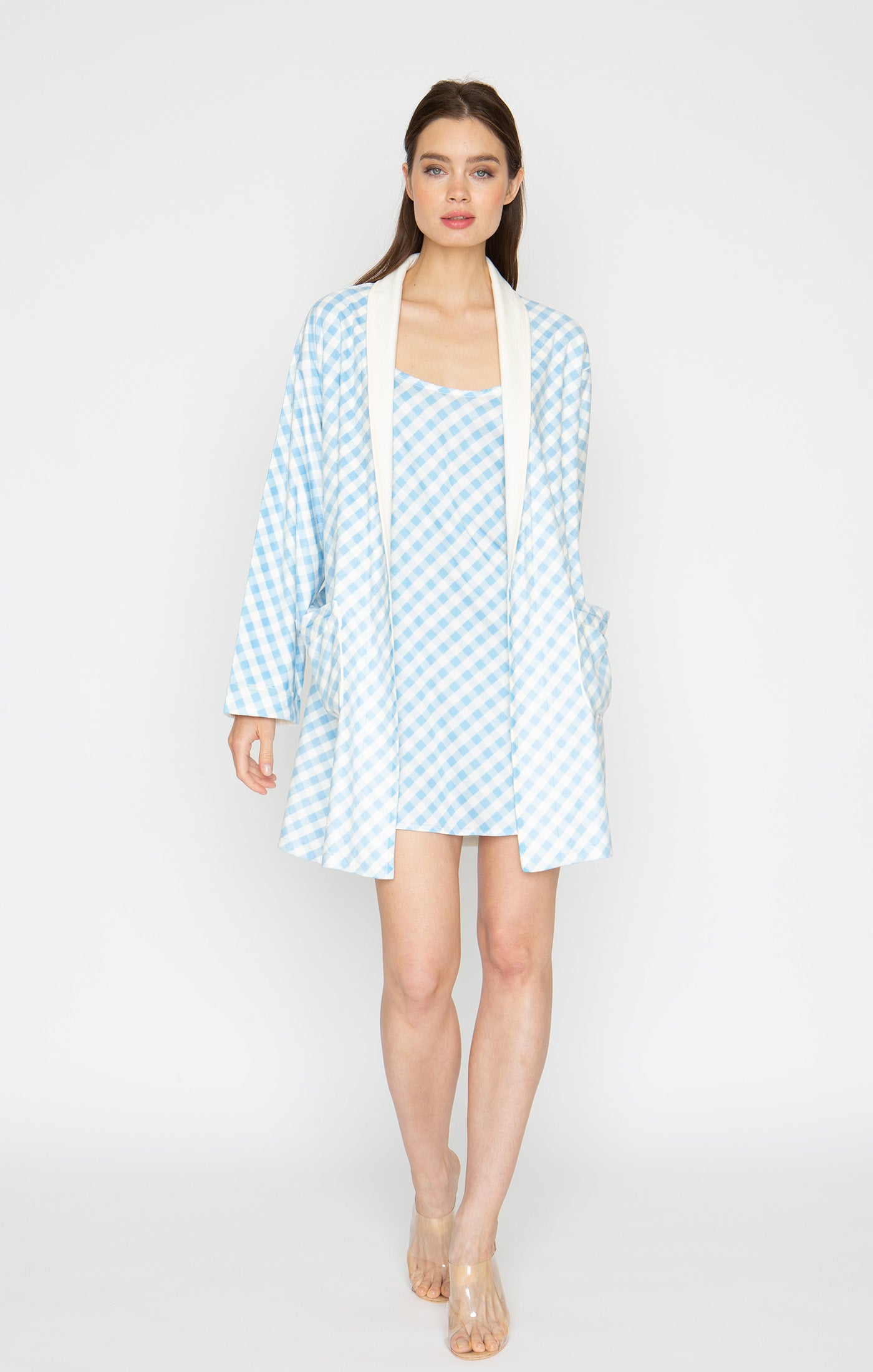 Checkmate Blue Short Robe