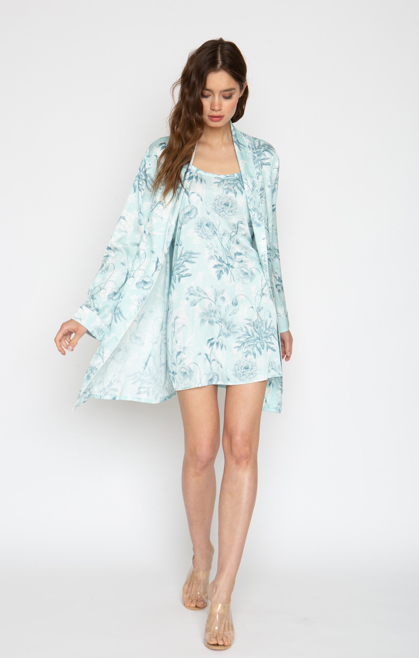 Cote D'Azur Poly Silk Short Robe