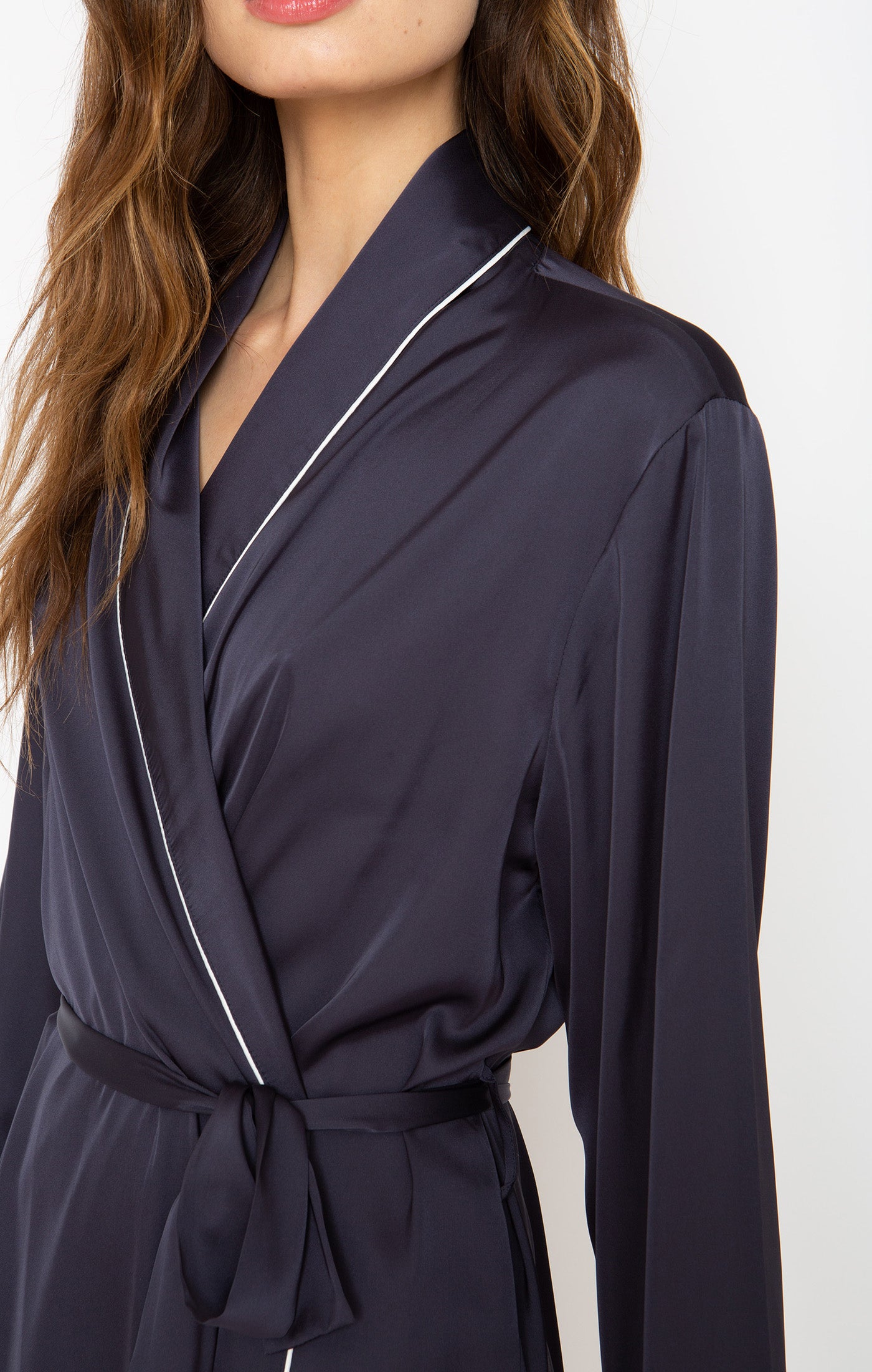 Midnight Blue Silky Short Robe