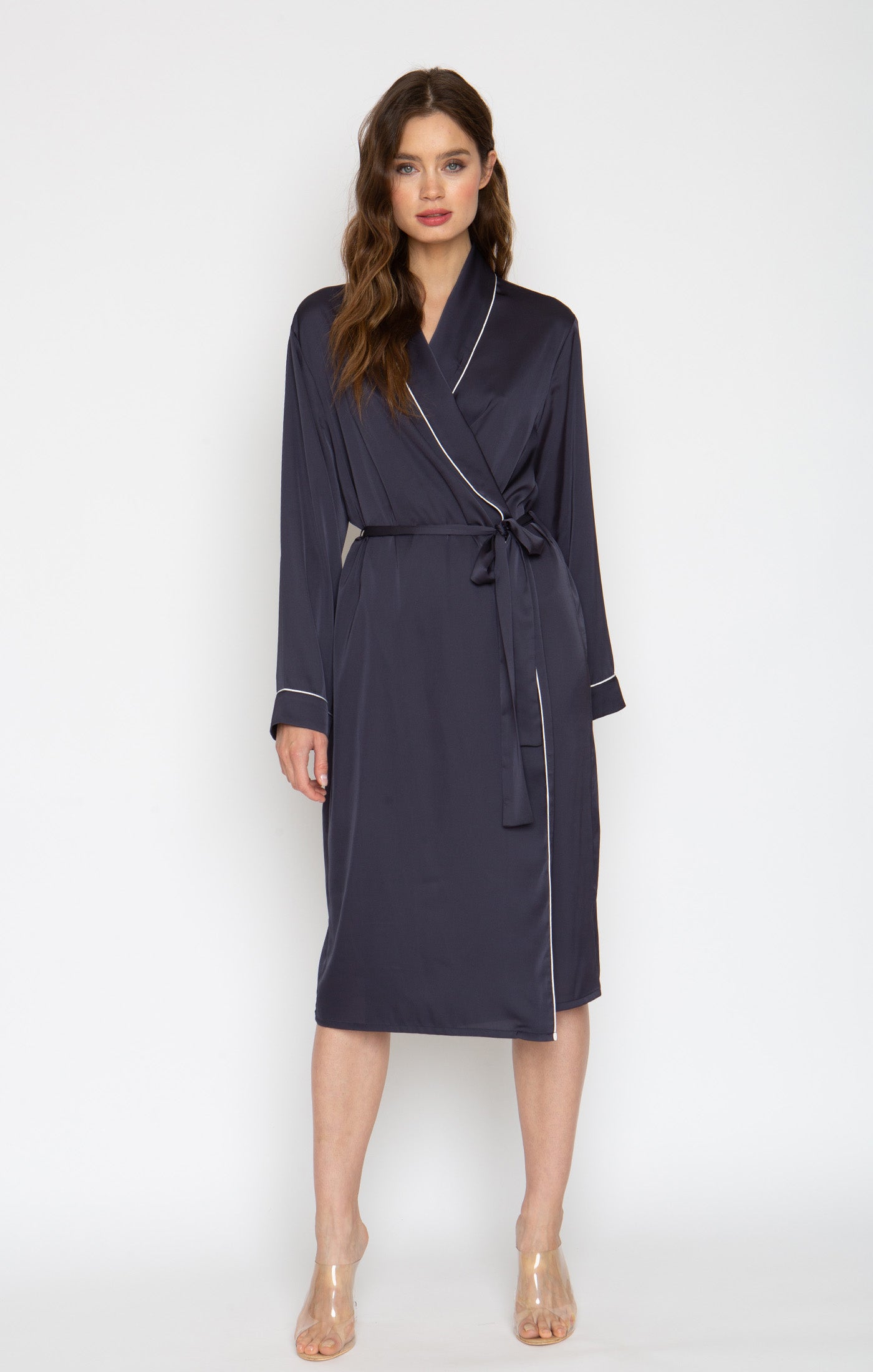 Midnight Blue Silky Long Robe