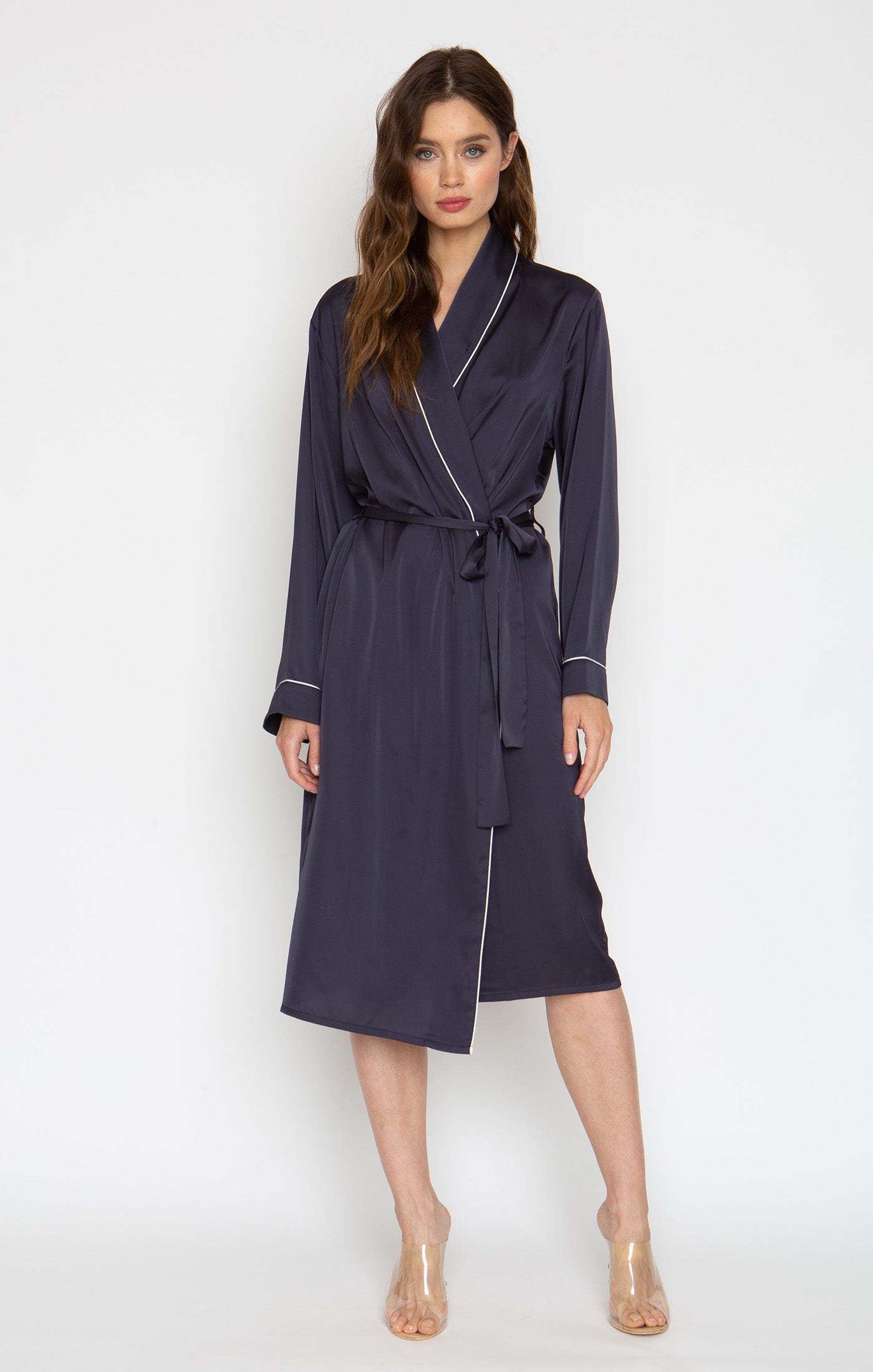 Midnight Blue Silky Long Robe