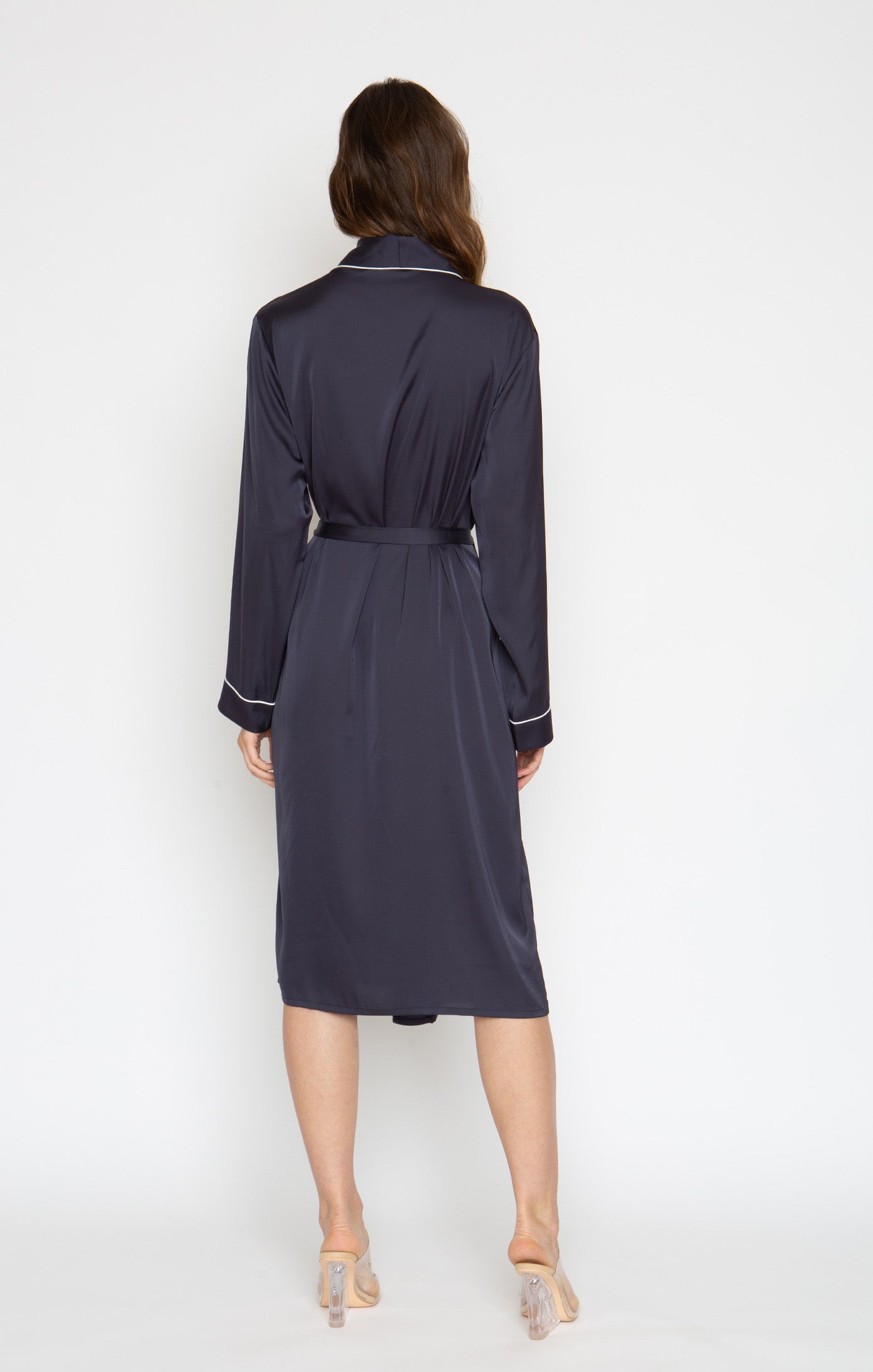 Midnight Blue Silky Long Robe