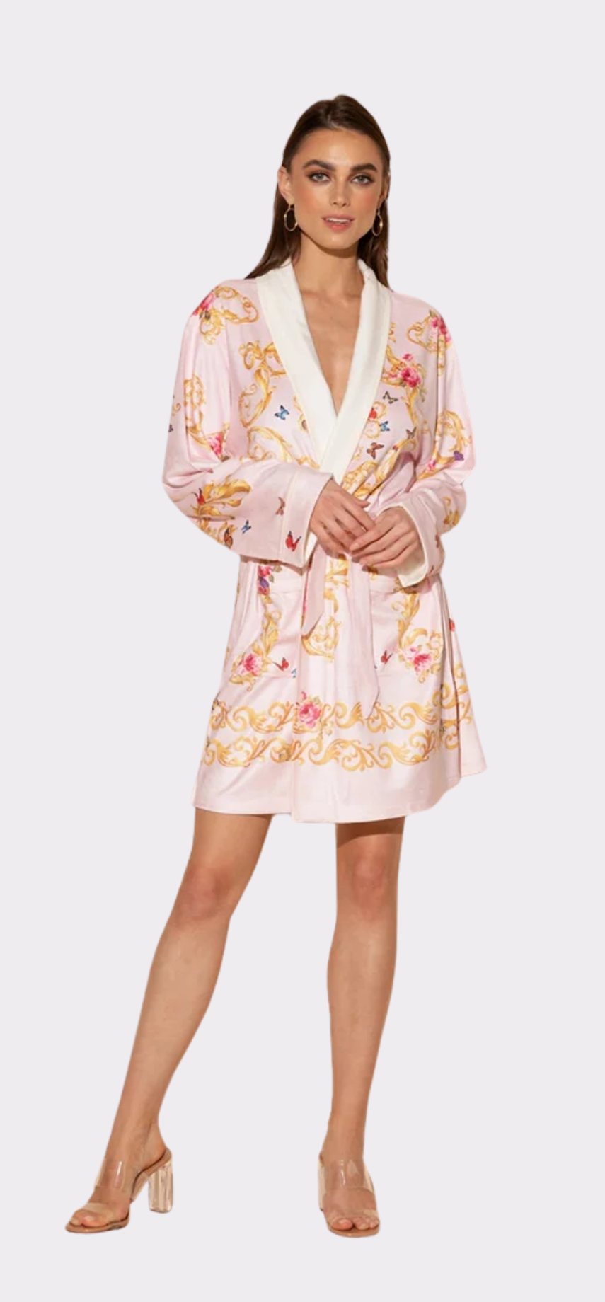 Pink Butterflies Short Robe
