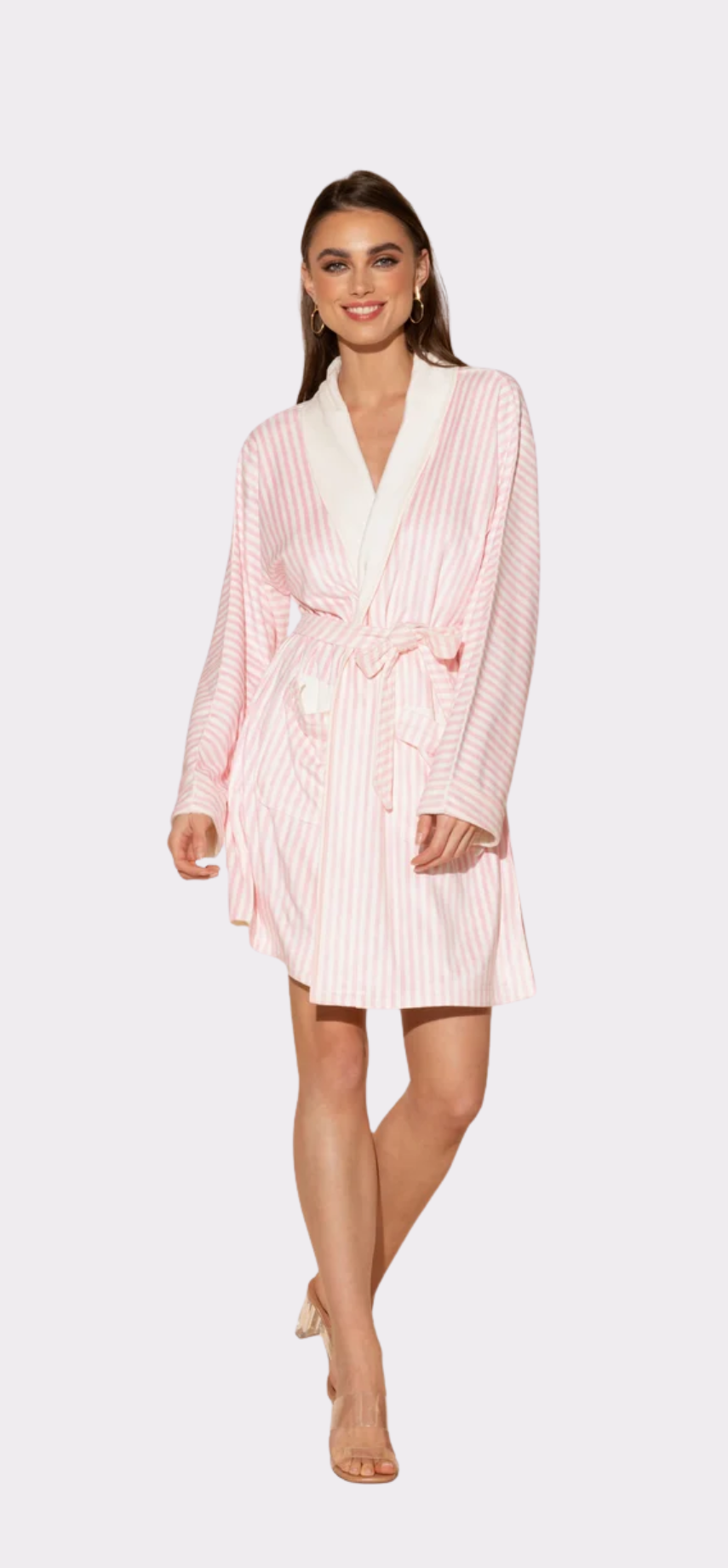 Pink Stripes Short Robe