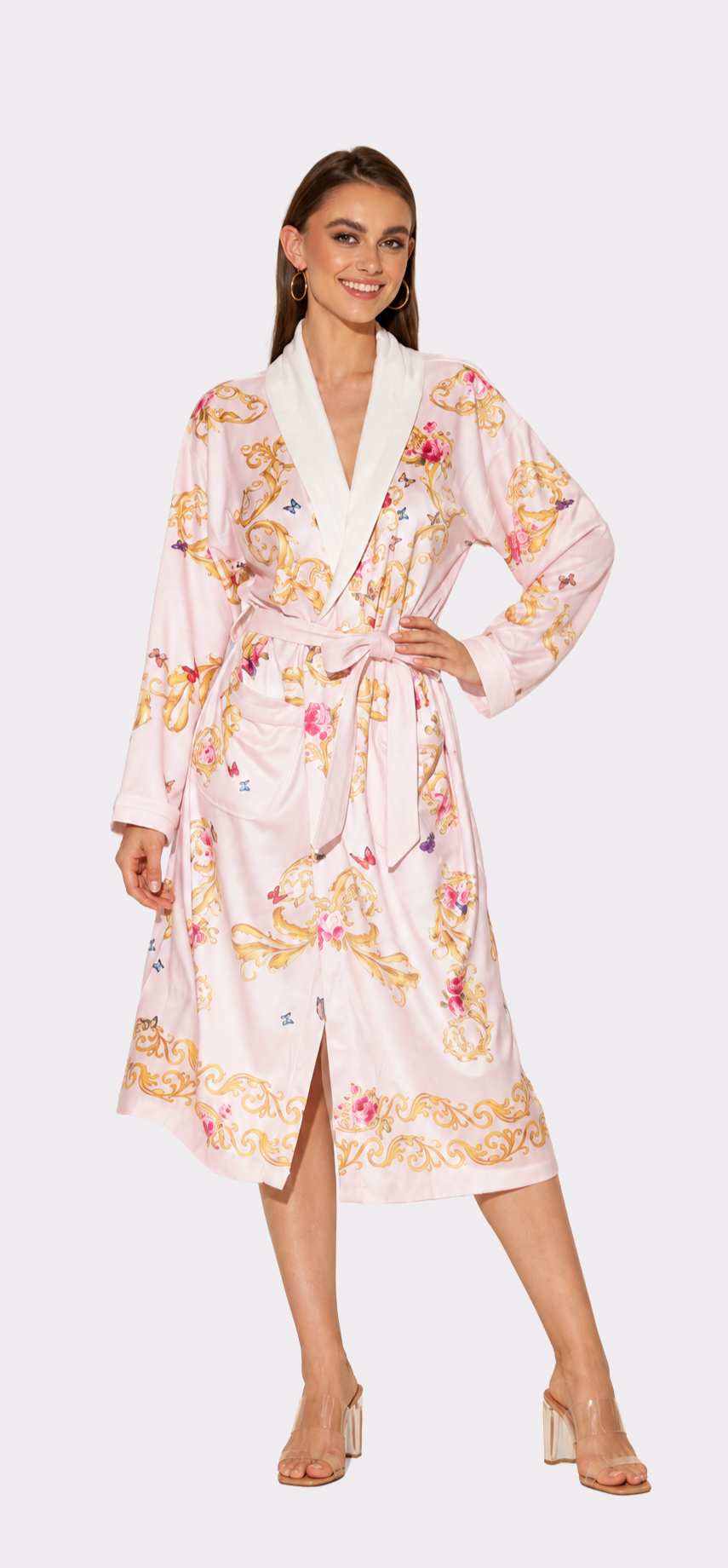 Pink Butterflies Long Robe