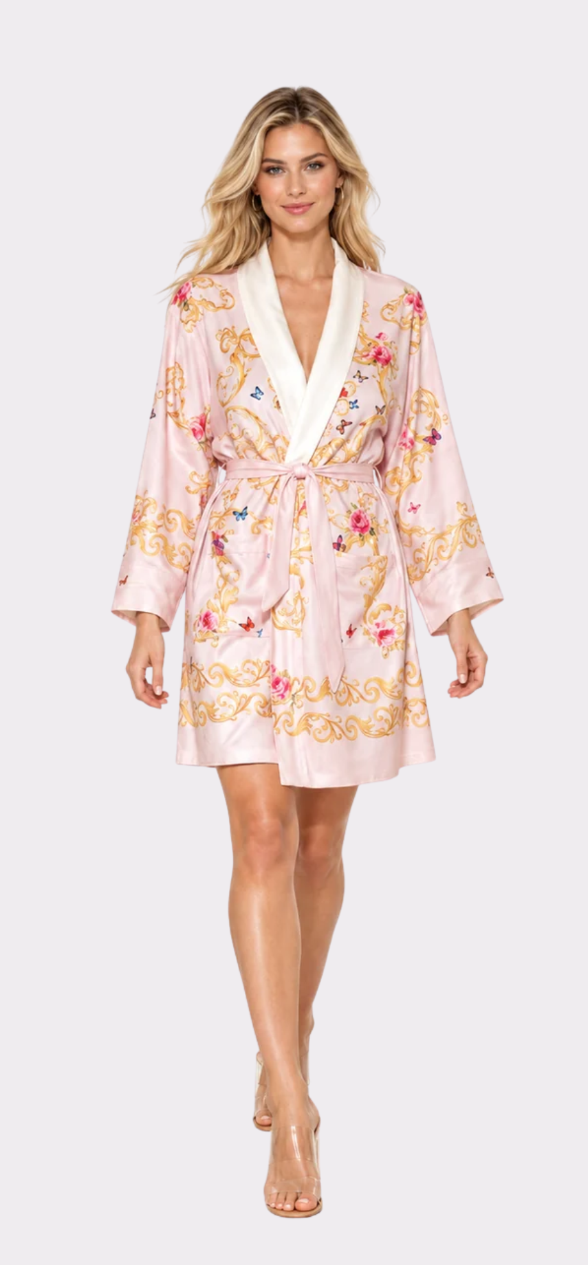 Pink Butterflies Short Robe