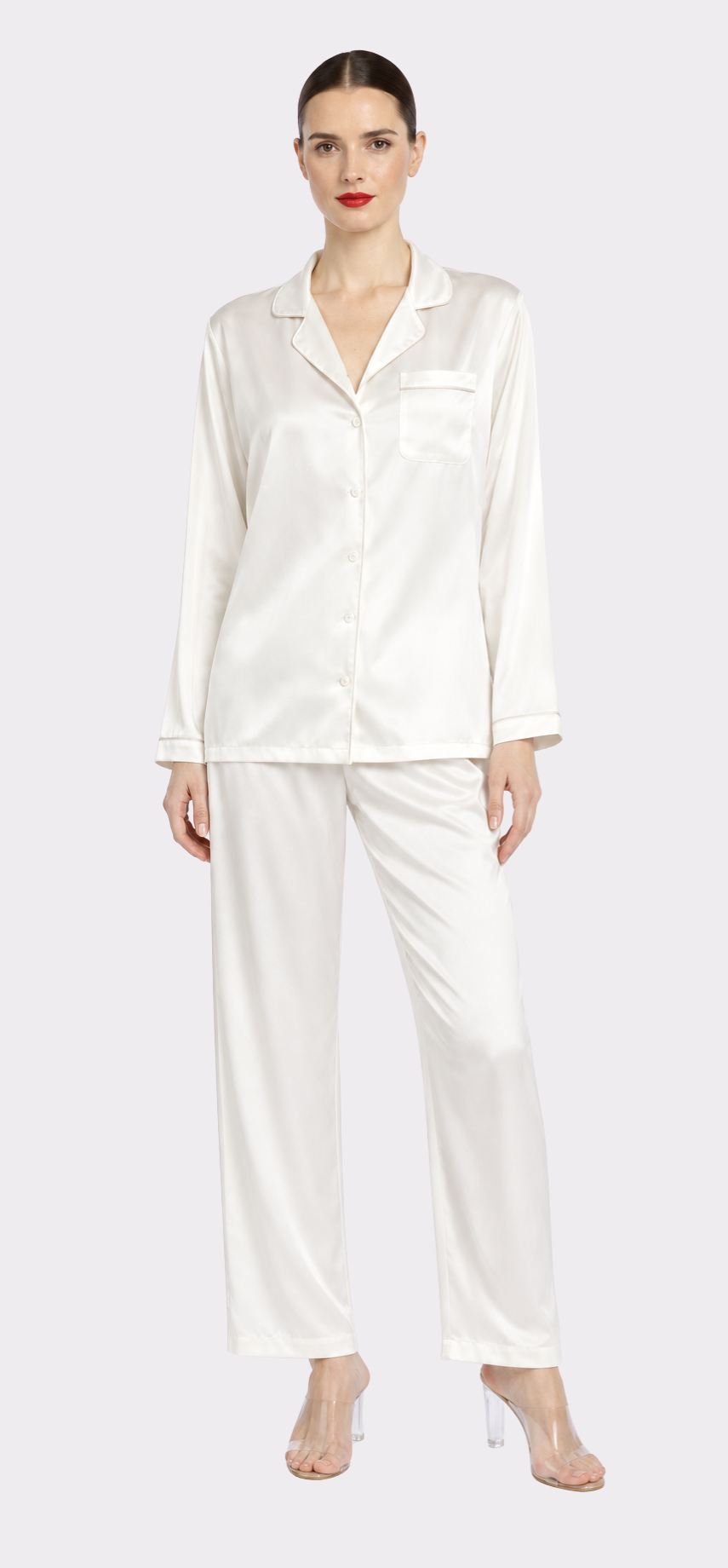 Pearl with White Piping Long PJ Set