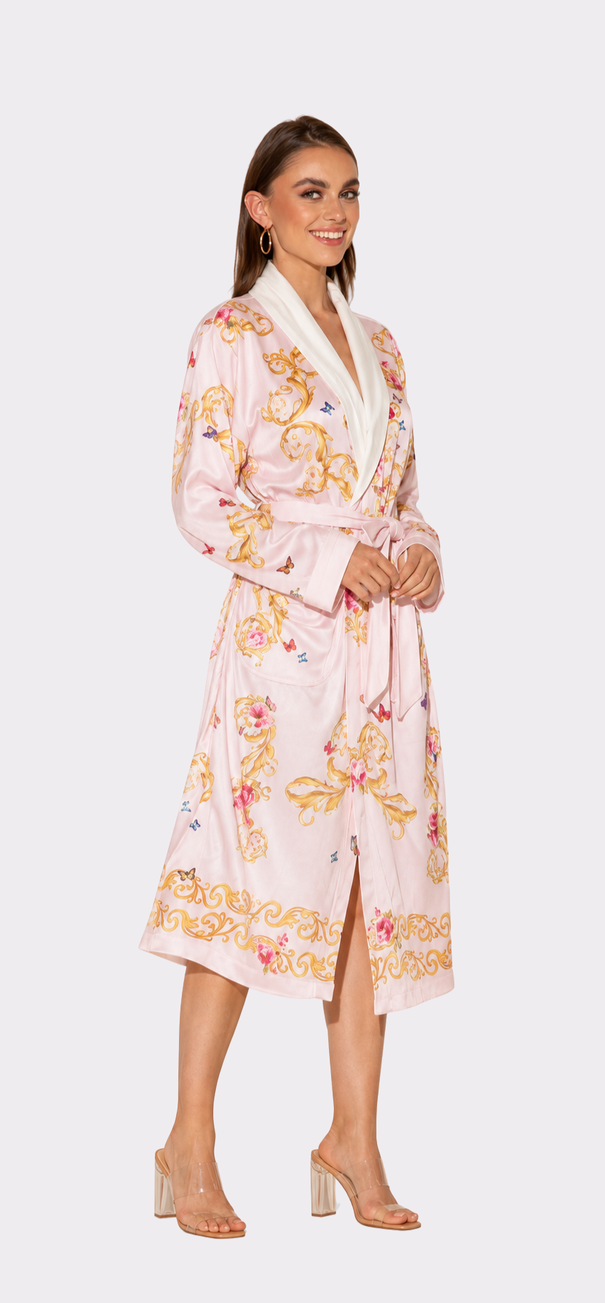 Pink Butterflies Long Robe