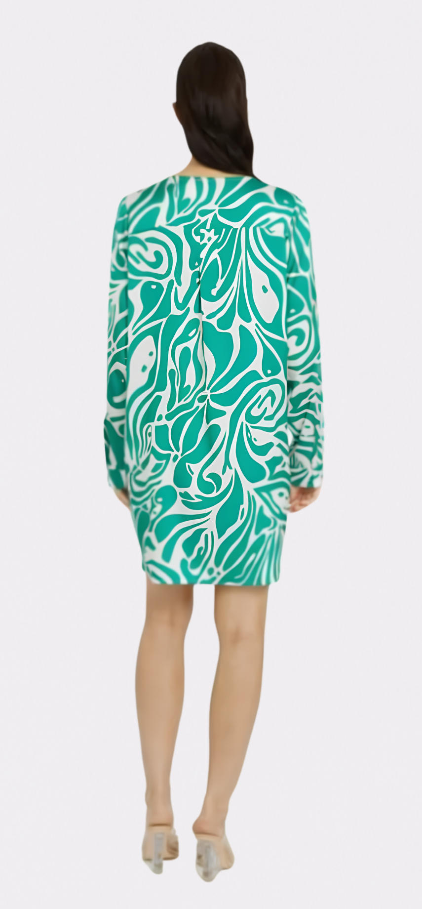 Maze Long Sleeve V-Neck Short Dress
