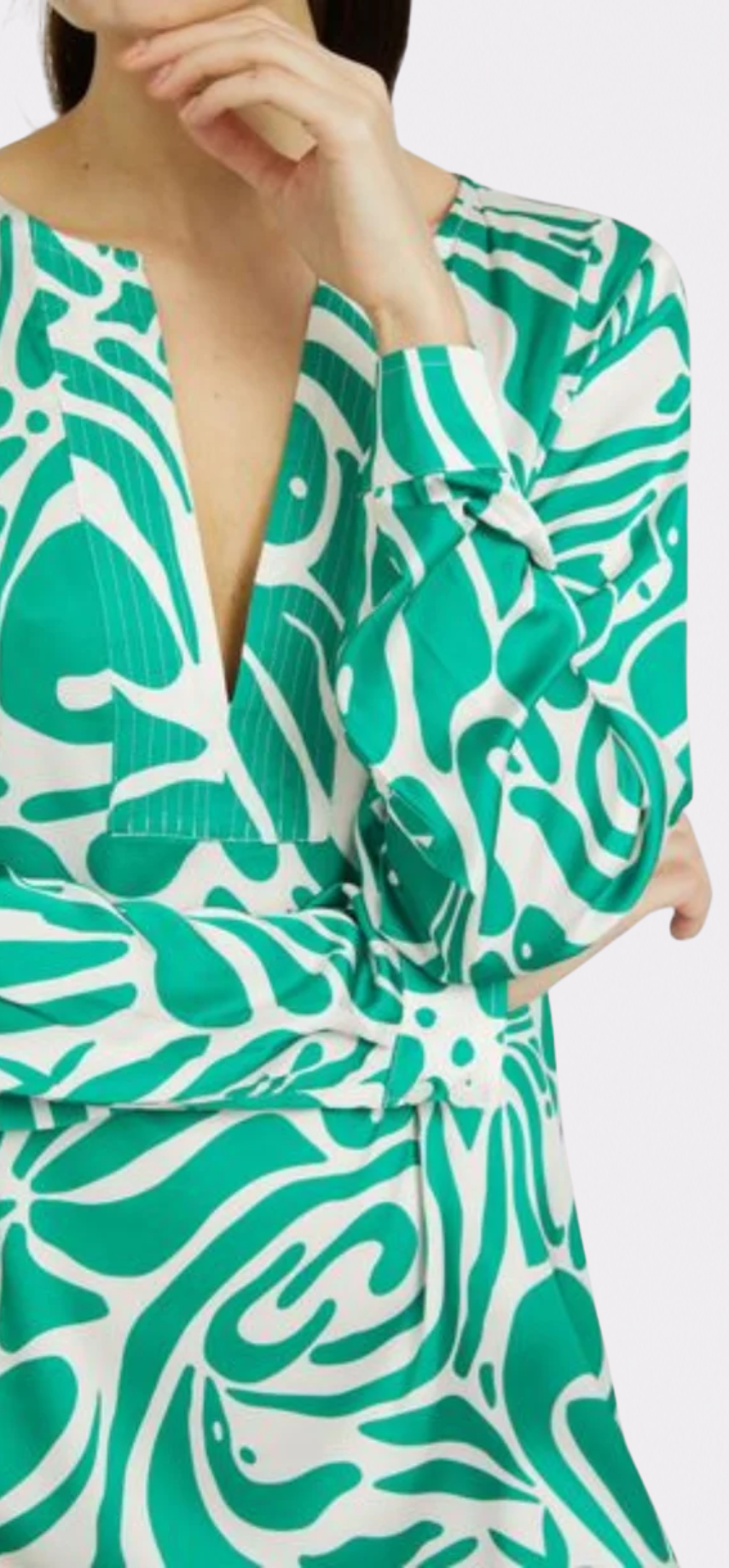Maze Long Sleeve V-Neck Short Dress