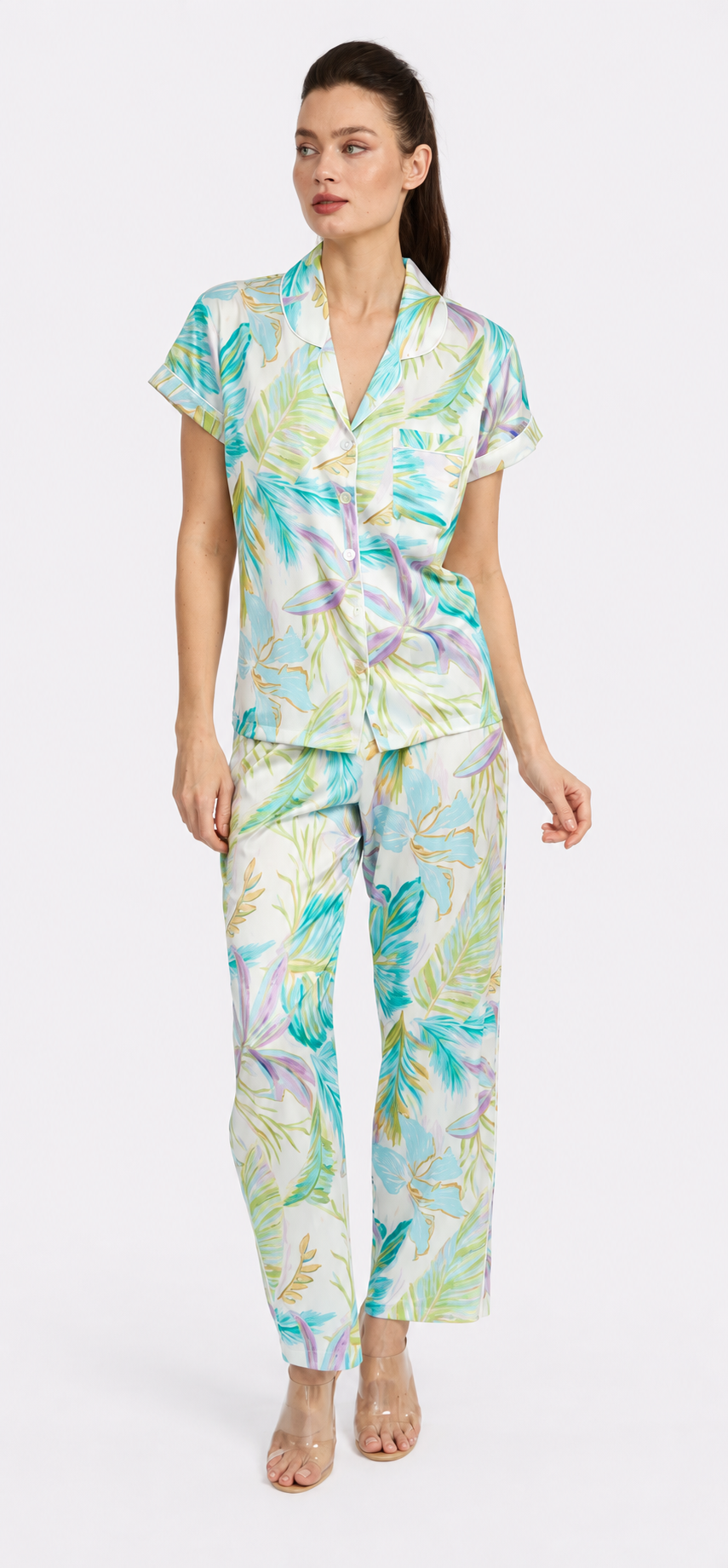 Bahamas Green Short Sleeve & Pant PJ Set