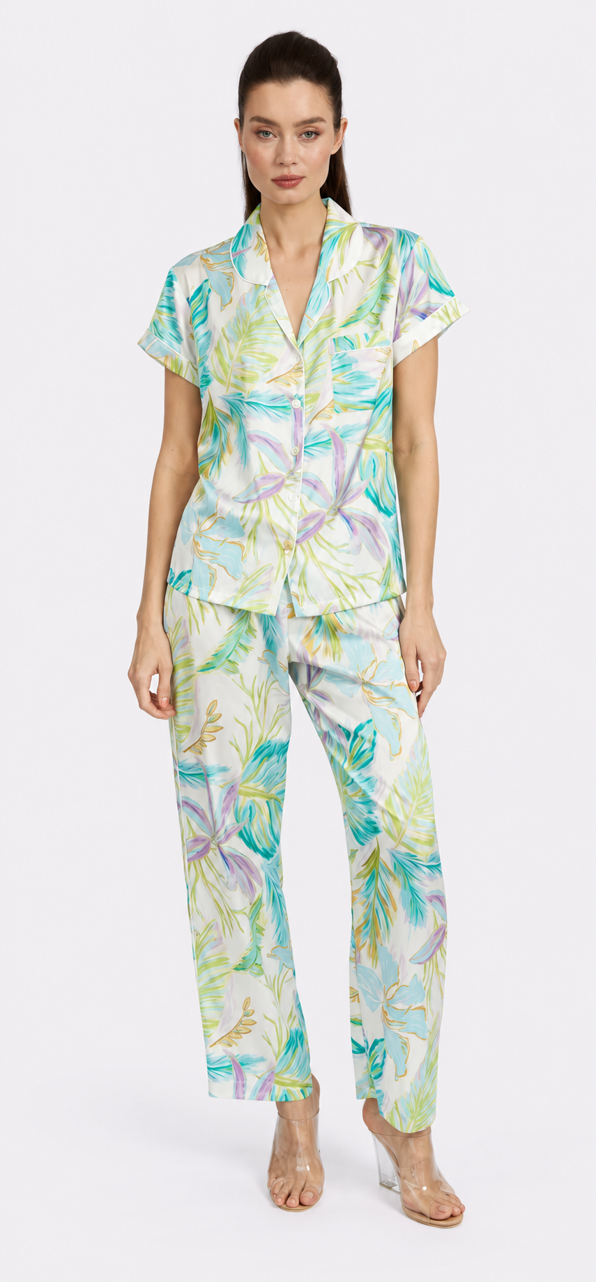 Bahamas Green Short Sleeve & Pant PJ Set