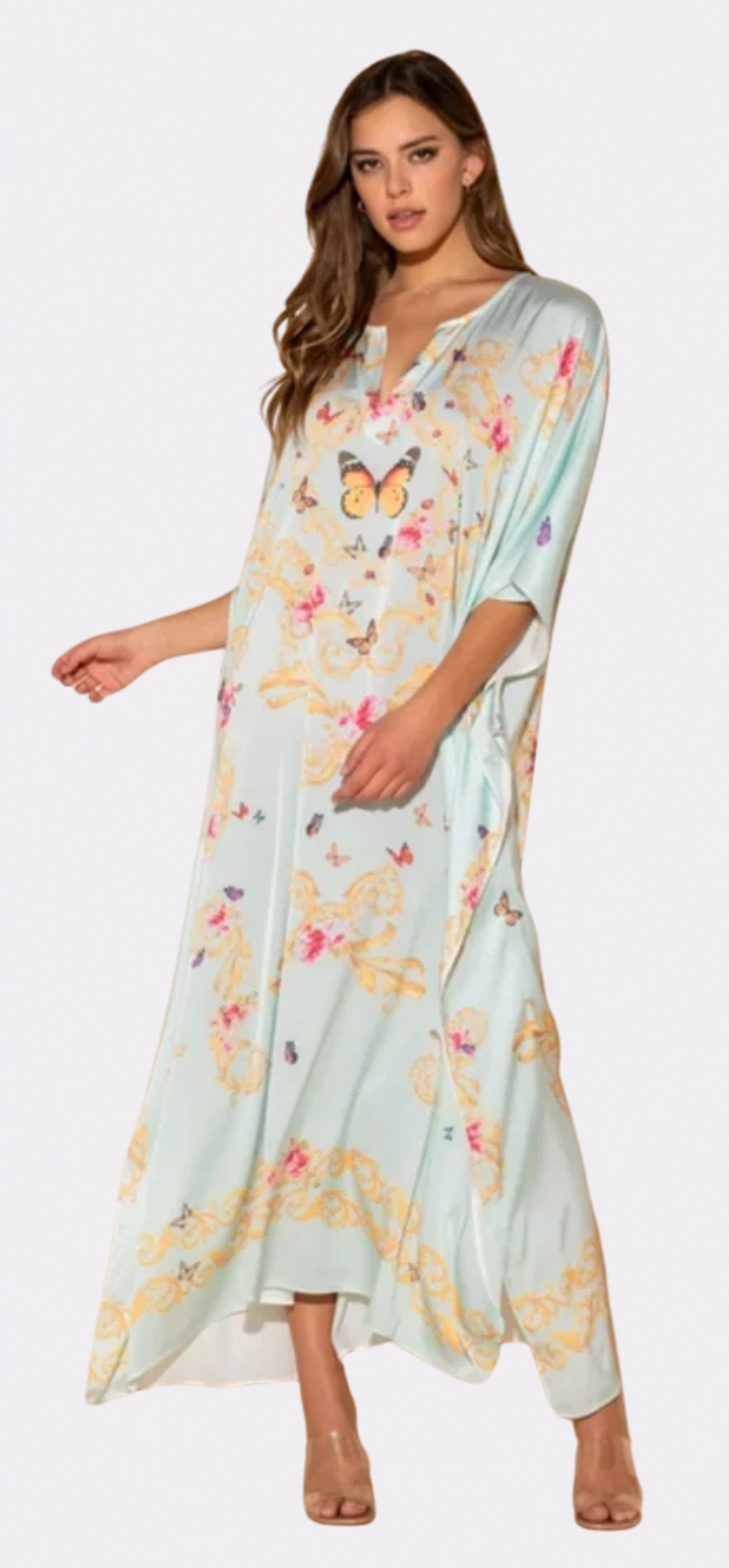 Blue Butterflies Long Caftan